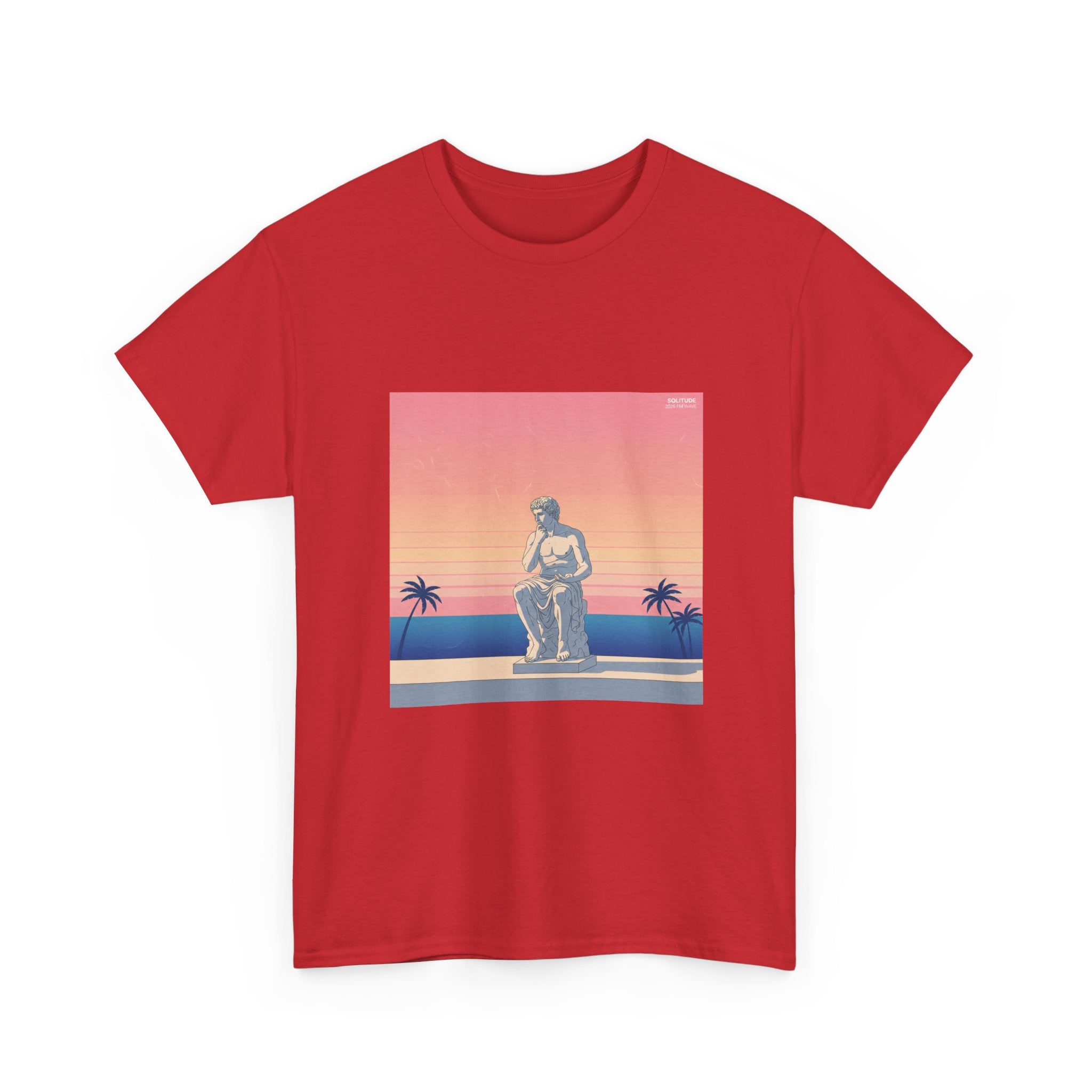 Statue Sunset Tee — Retro Palm Beach Vintage Graphic T-Shirt