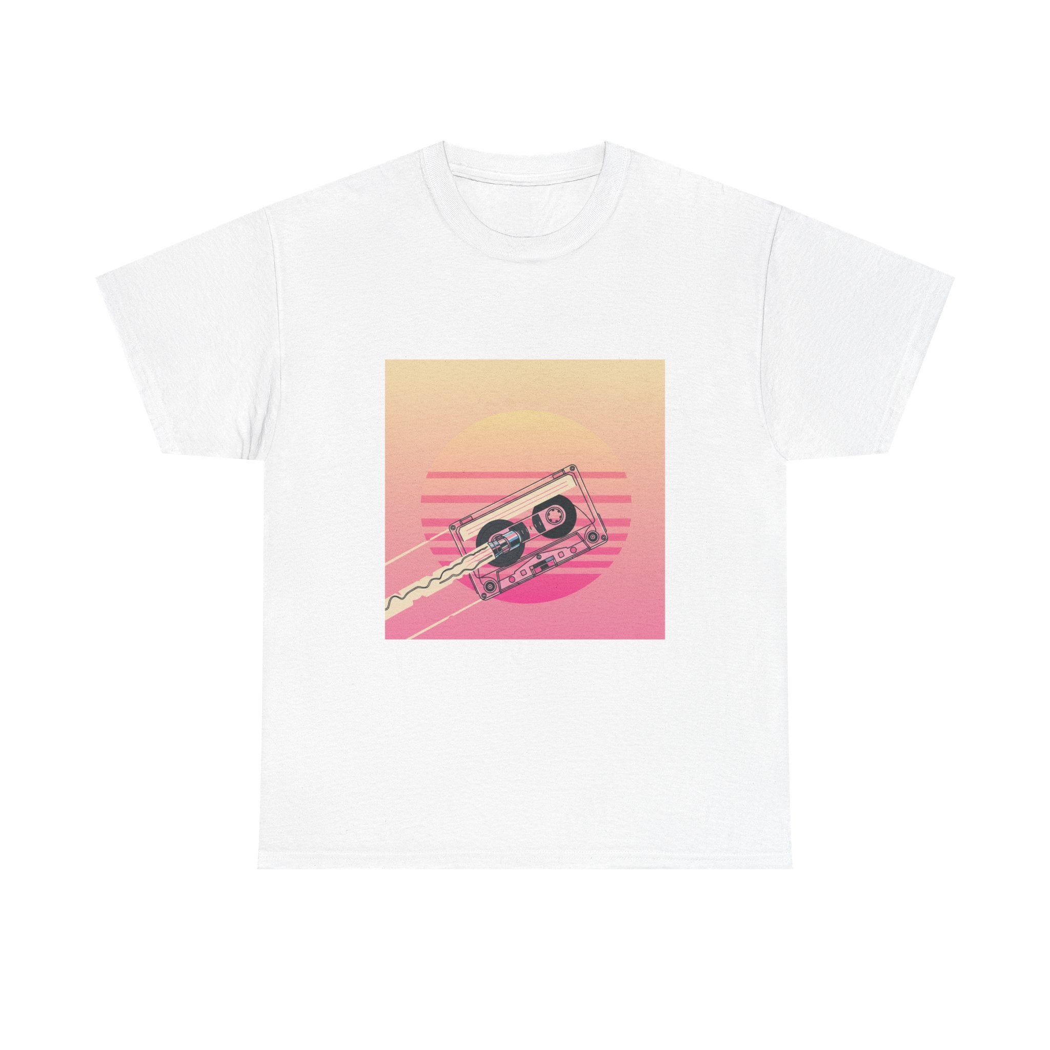 Cassette Sunset Tee — Retro Vaporwave Vintage Tape T-Shirt