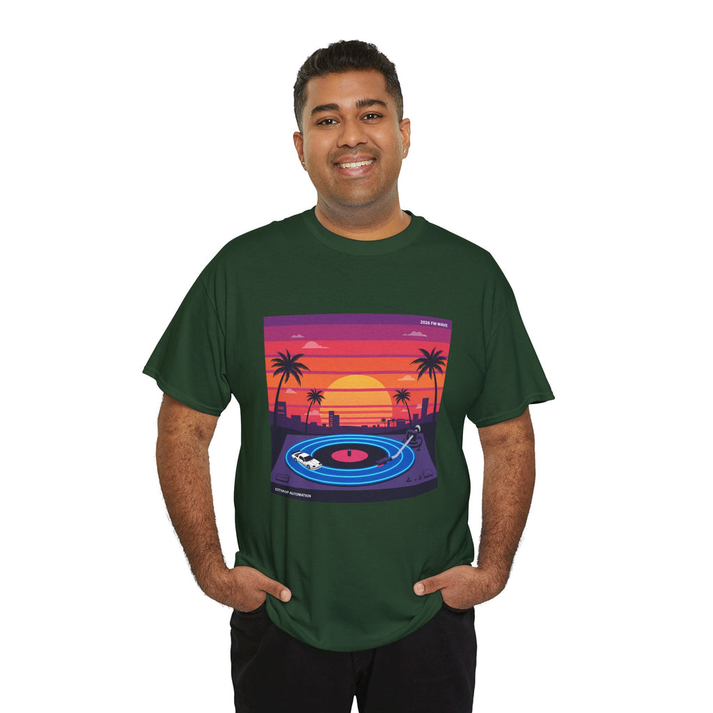 Sunset Vinyl Record T-Shirt — Retro Beachwave Music Tee