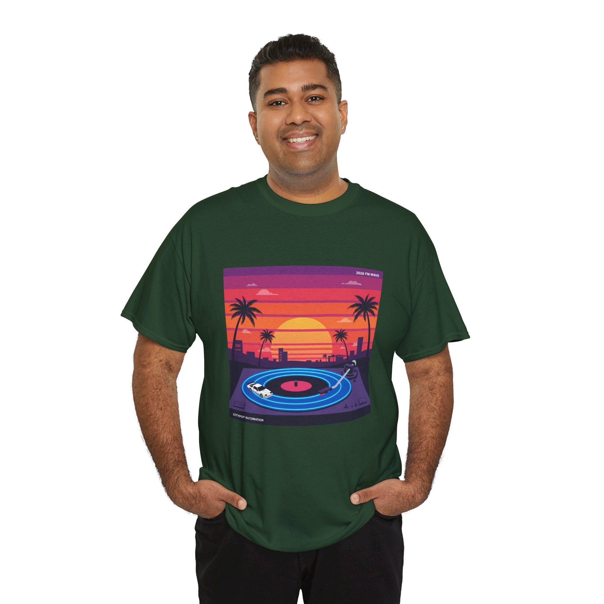 Sunset Vinyl Record T-Shirt — Retro Beachwave Music Tee