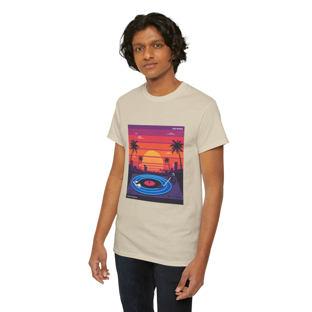 Sunset Vinyl Record T-Shirt — Retro Beachwave Music Tee
