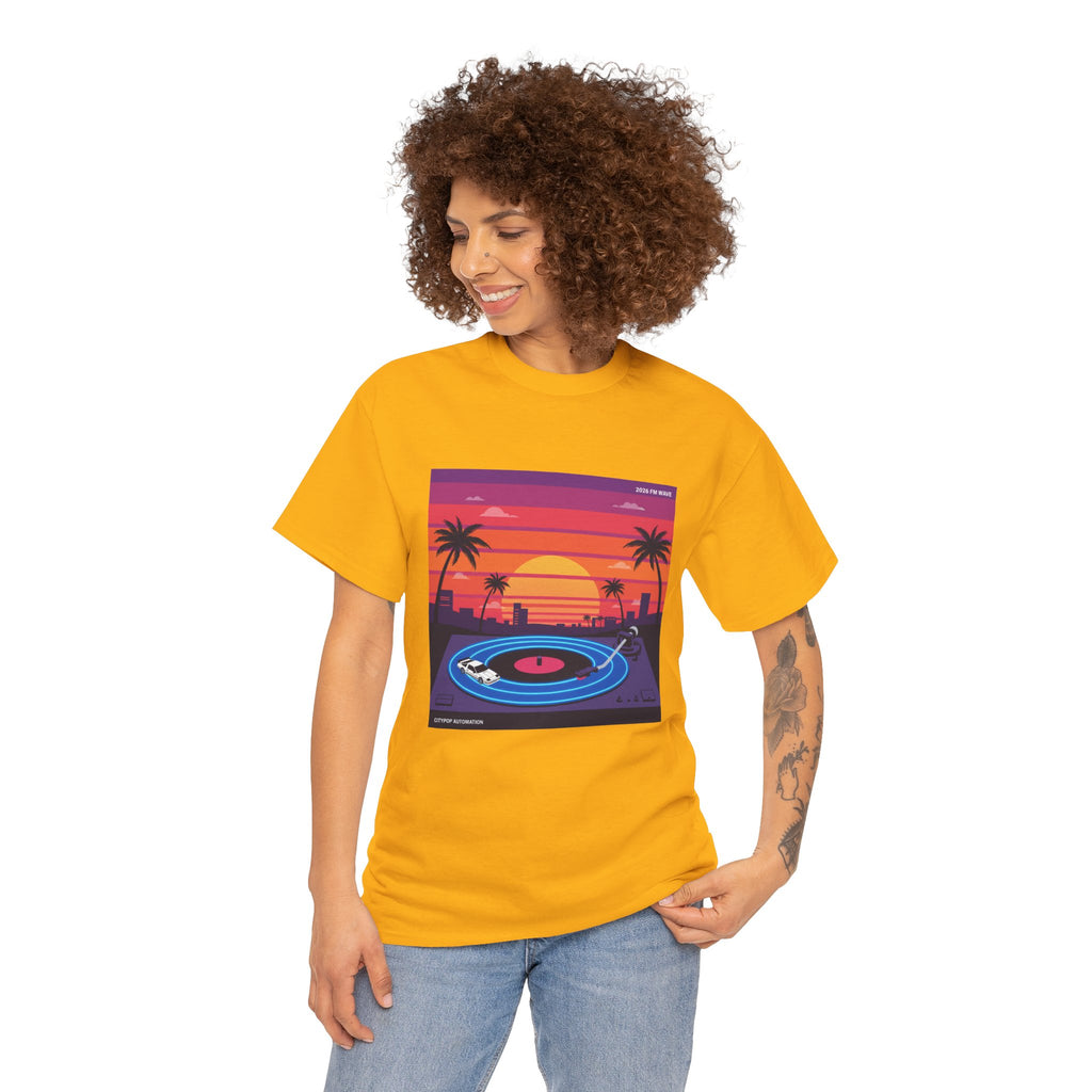 Sunset Vinyl Record T-Shirt — Retro Beachwave Music Tee