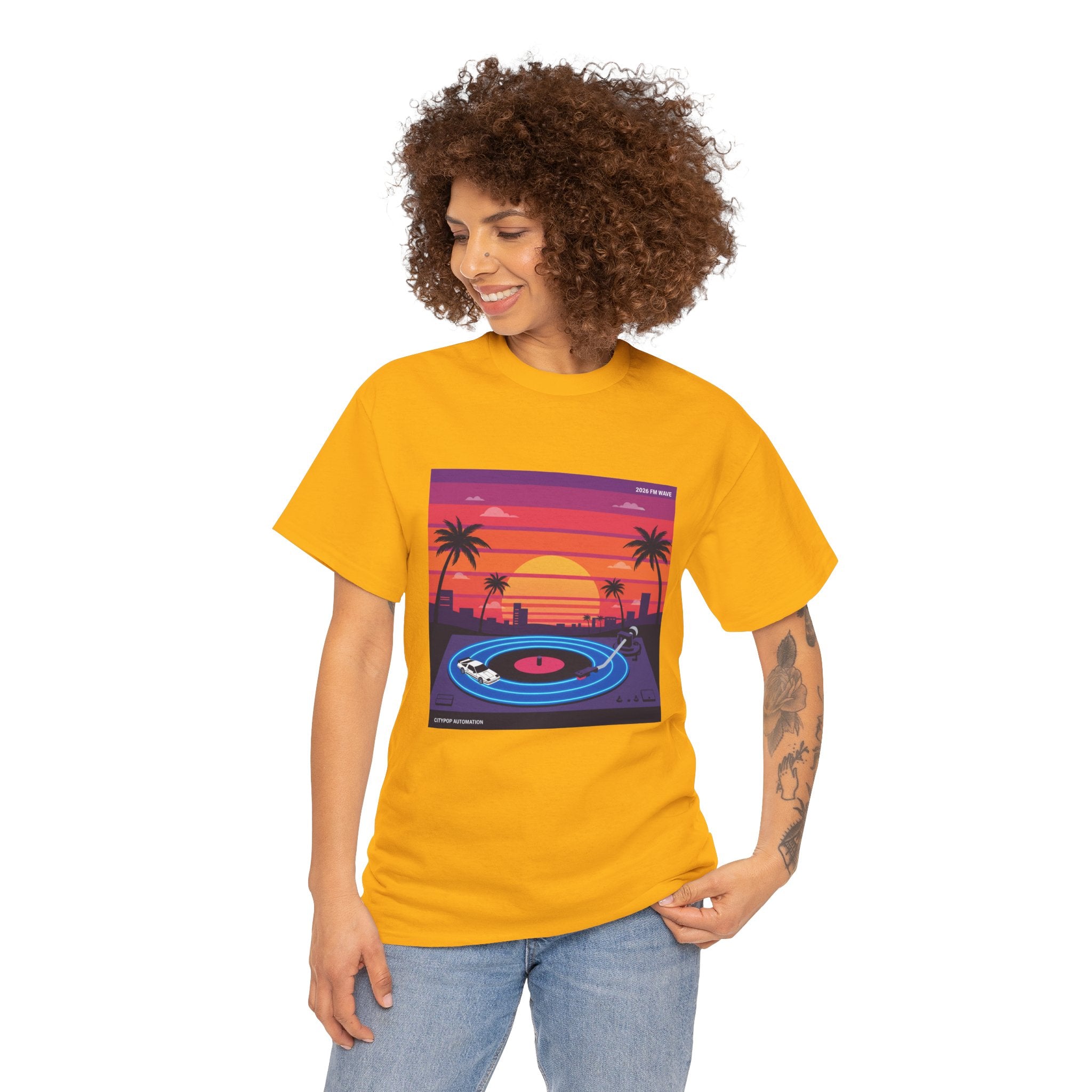 Sunset Vinyl Record T-Shirt — Retro Beachwave Music Tee