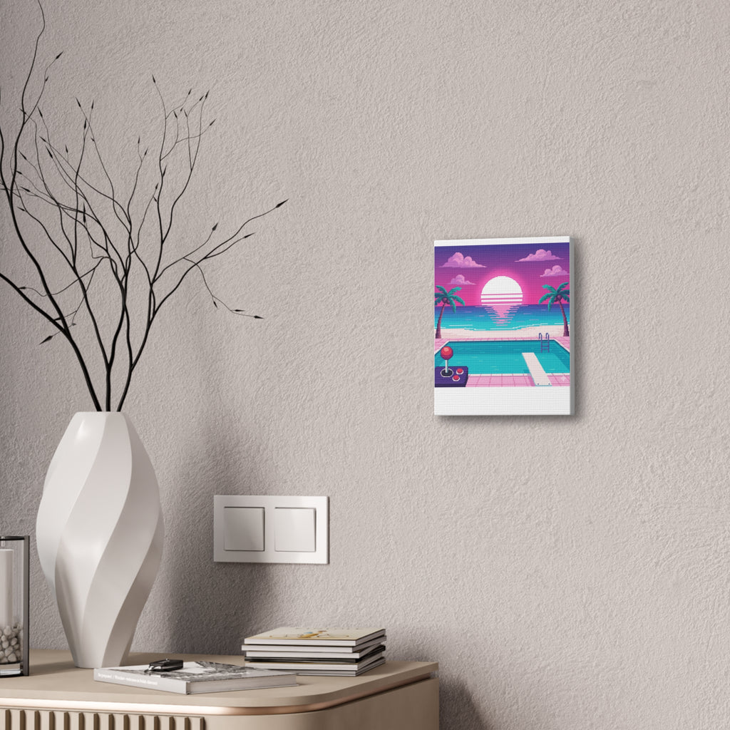 Retro Vaporwave Beach Canvas Print