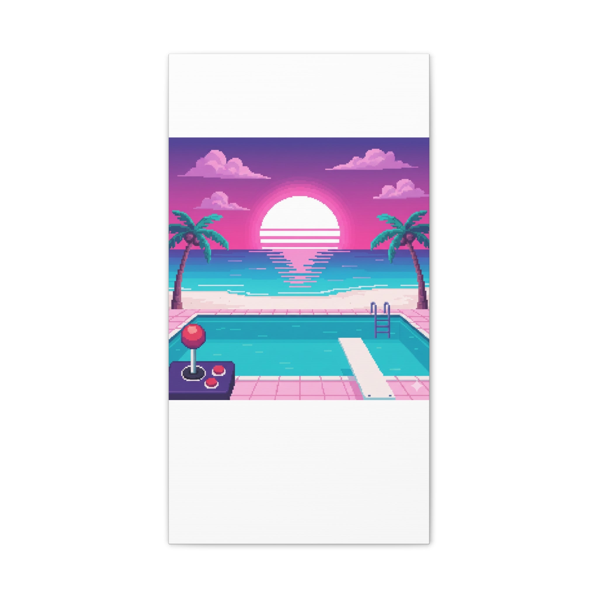 Retro Vaporwave Beach Canvas Print