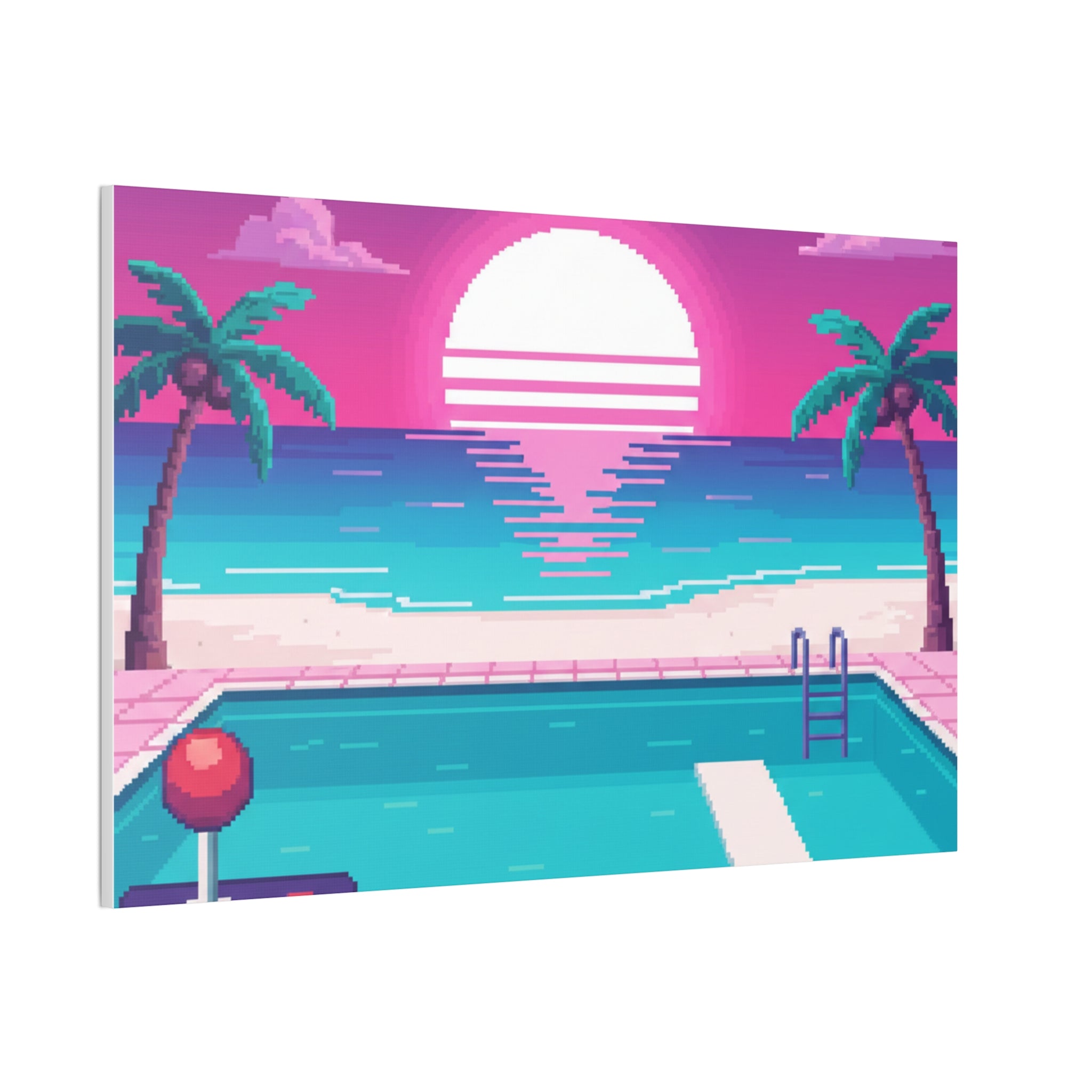 Retro Vaporwave Beach Canvas Print