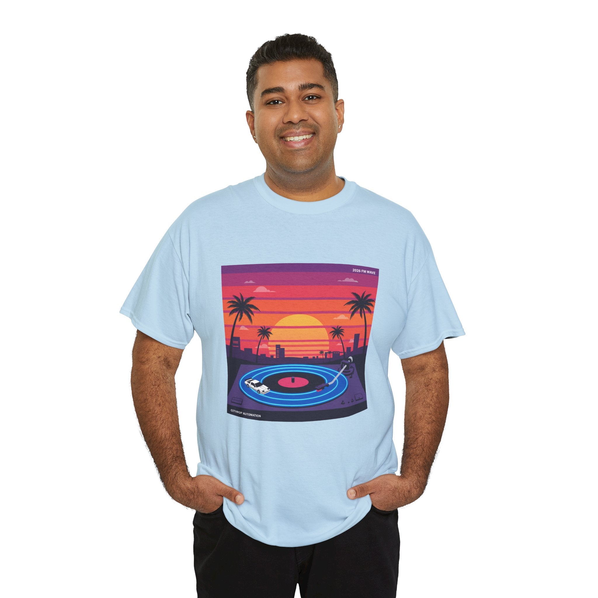 Sunset Vinyl Record T-Shirt — Retro Beachwave Music Tee
