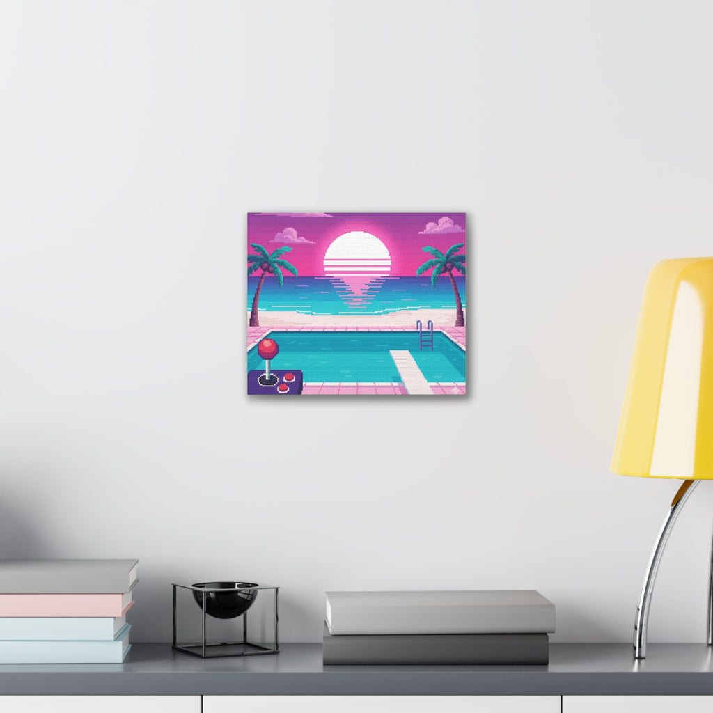 Retro Vaporwave Beach Canvas Print