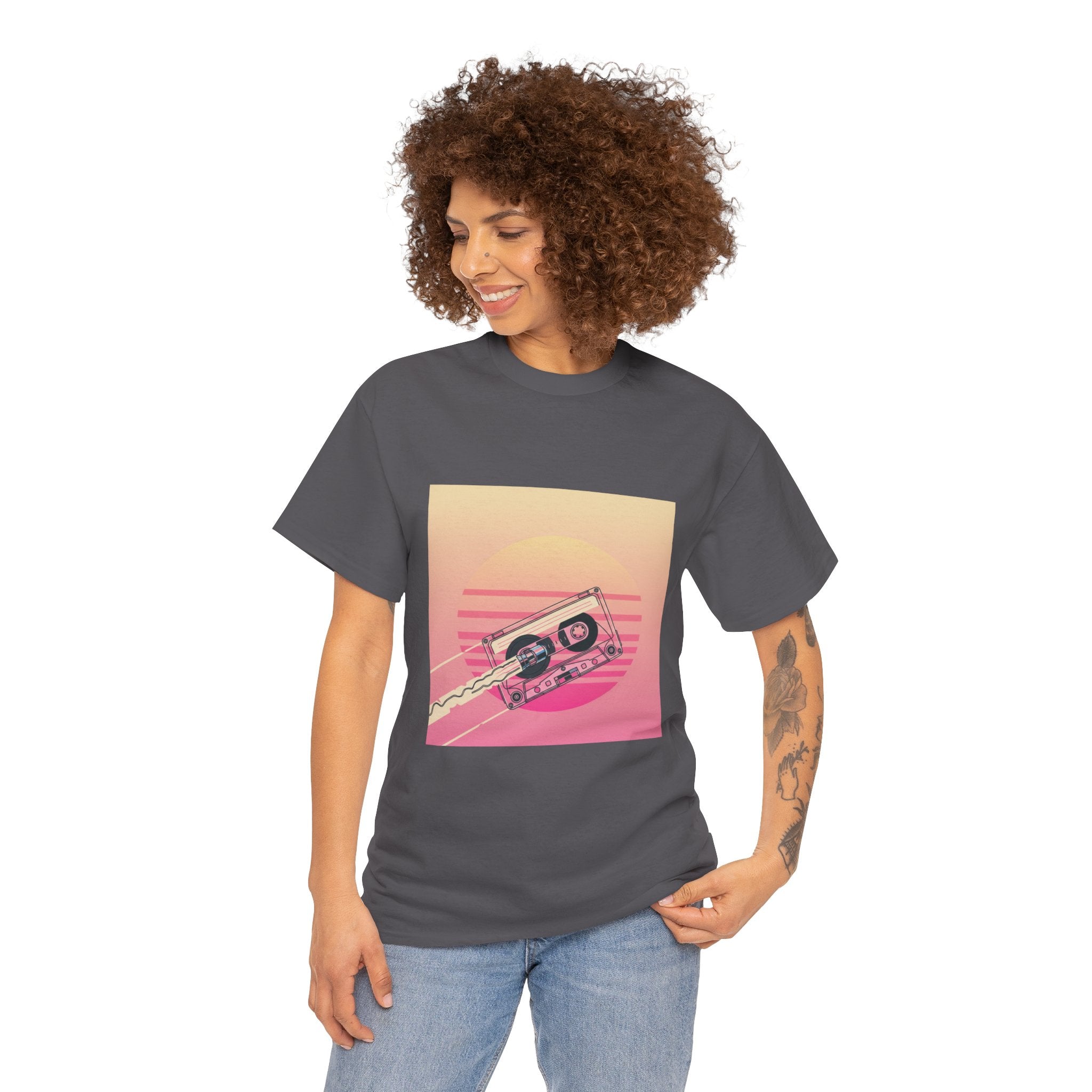Cassette Sunset Tee — Retro Vaporwave Vintage Tape T-Shirt