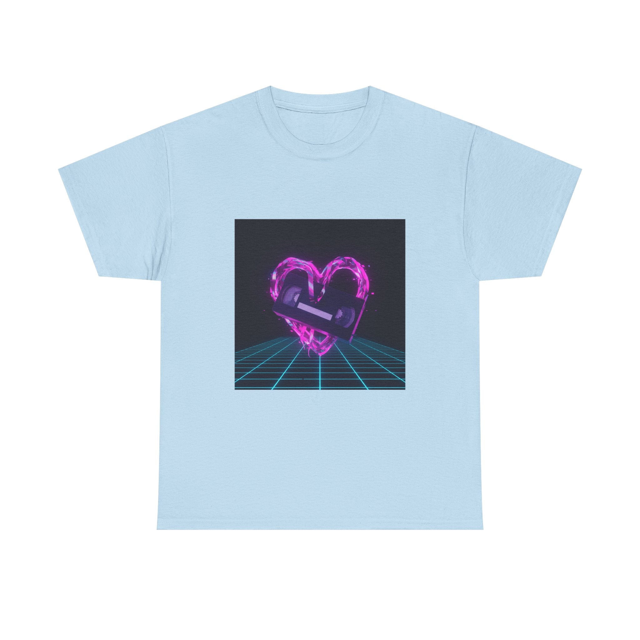 Retro Neon Heart Tee — Vaporwave Pink Heart with Bandage Graphic