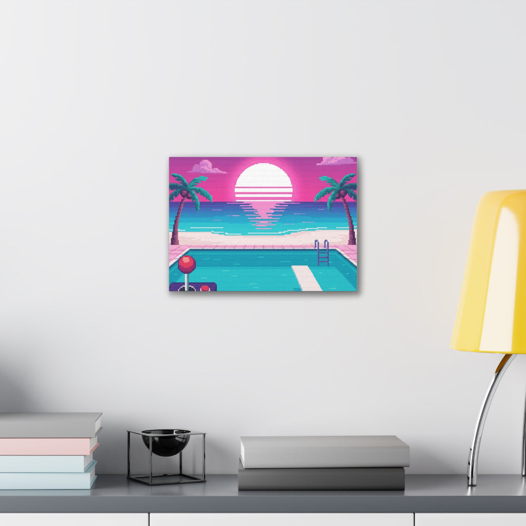 Retro Vaporwave Beach Canvas Print