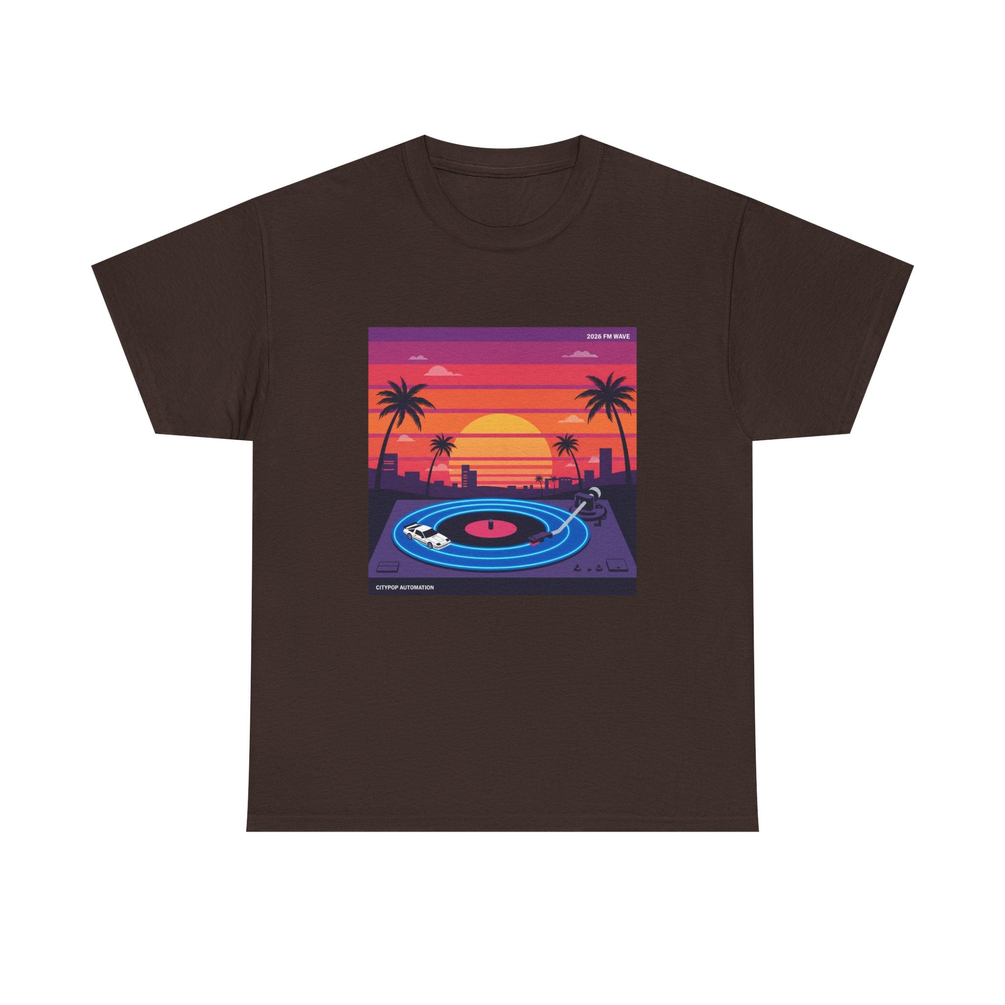 Sunset Vinyl Record T-Shirt — Retro Beachwave Music Tee