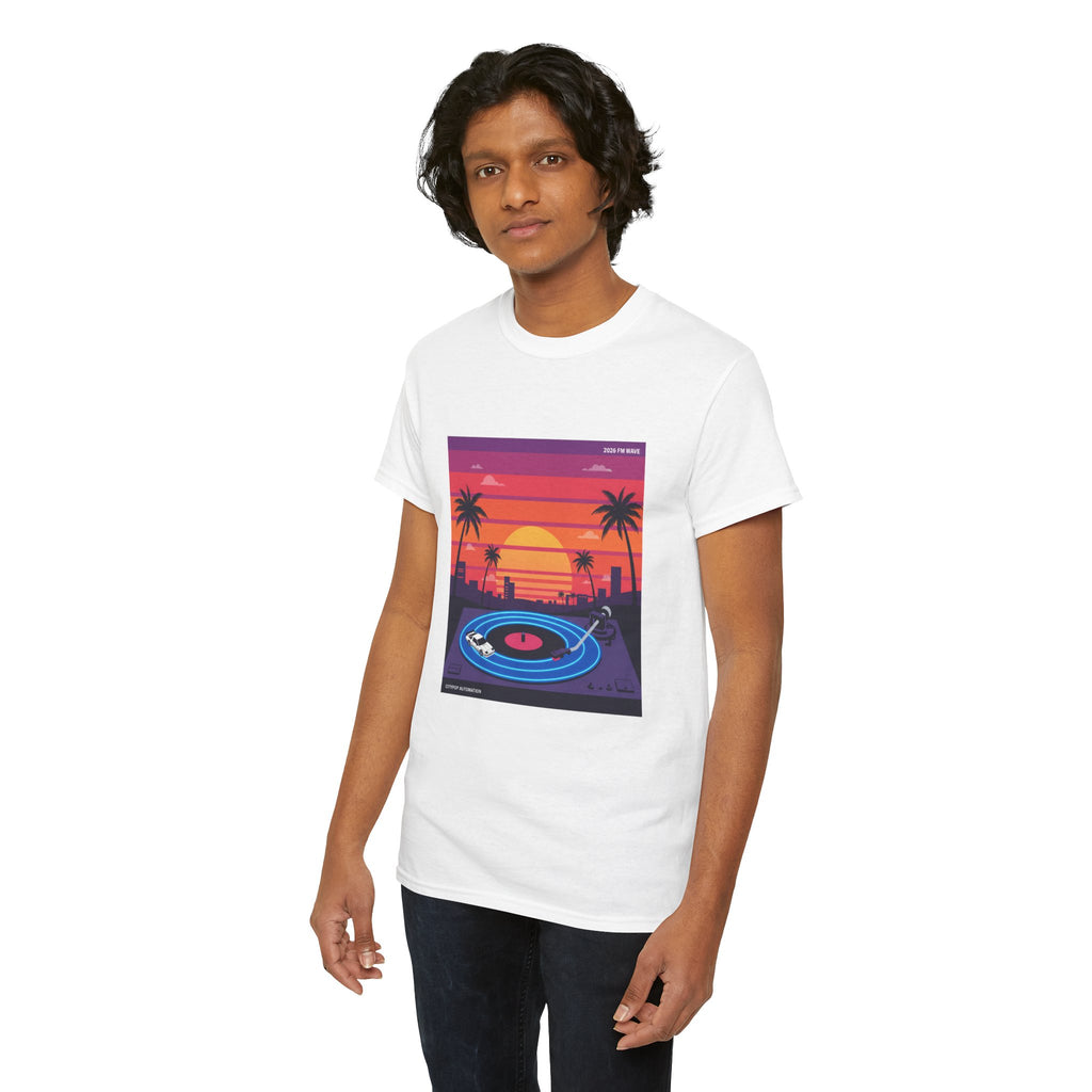 Sunset Vinyl Record T-Shirt — Retro Beachwave Music Tee