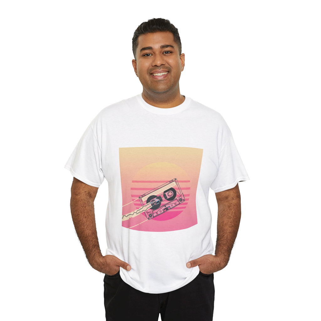 Cassette Sunset Tee — Retro Vaporwave Vintage Tape T-Shirt