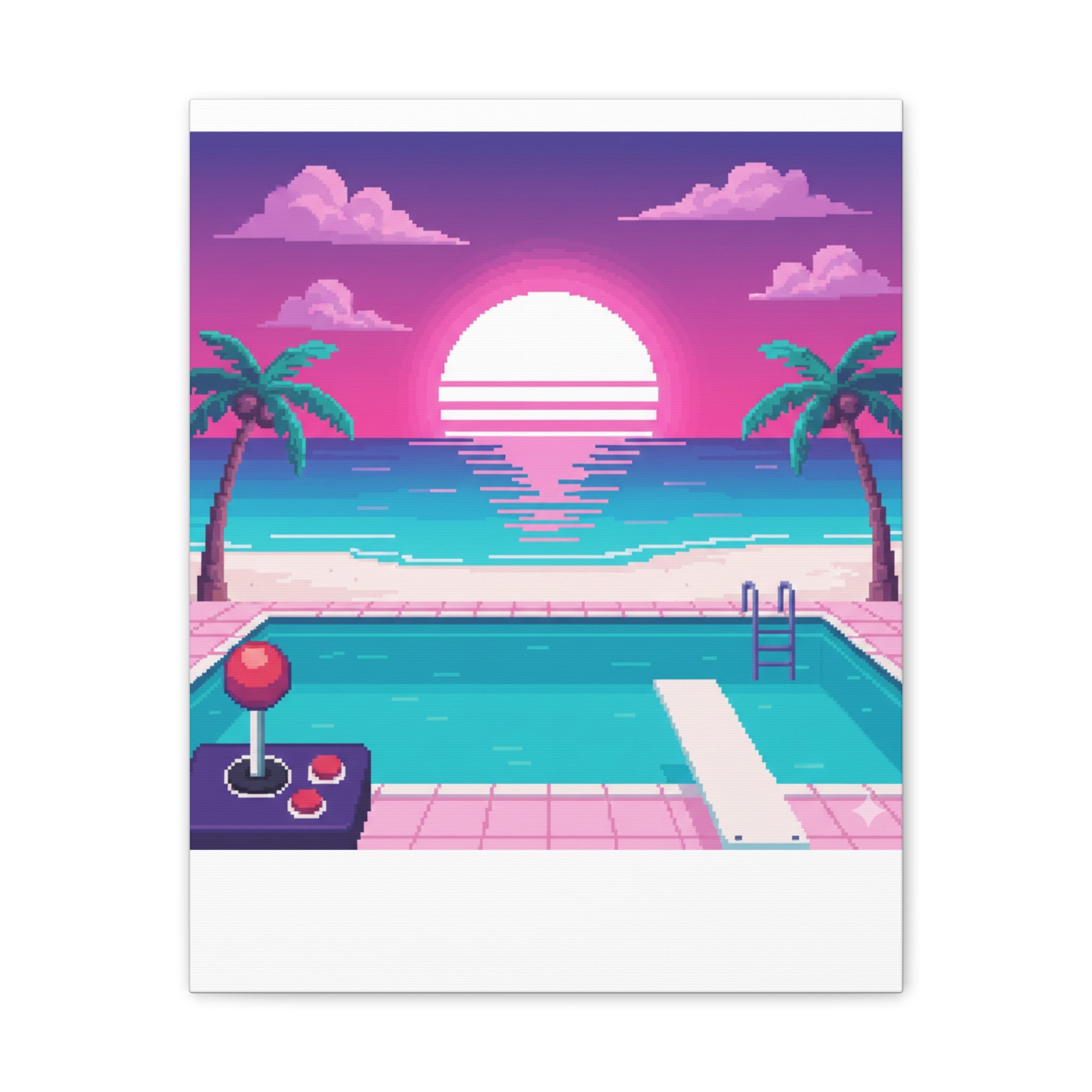 Retro Vaporwave Beach Canvas Print