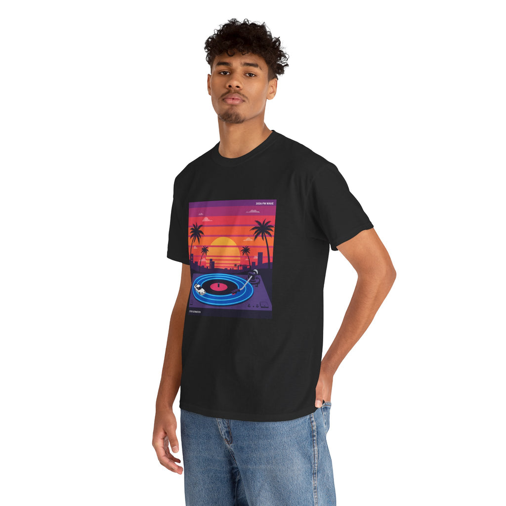 Sunset Vinyl Record T-Shirt — Retro Beachwave Music Tee
