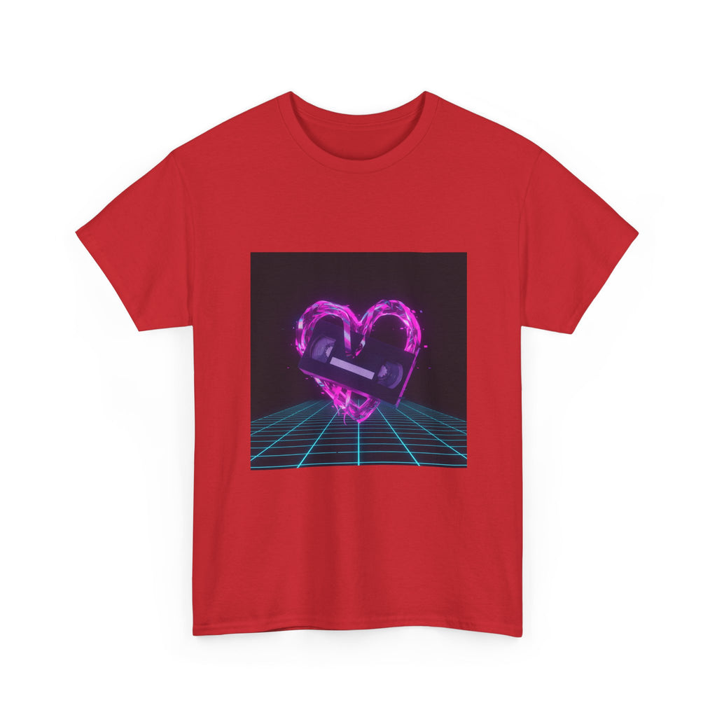 Retro Neon Heart Tee — Vaporwave Pink Heart with Bandage Graphic