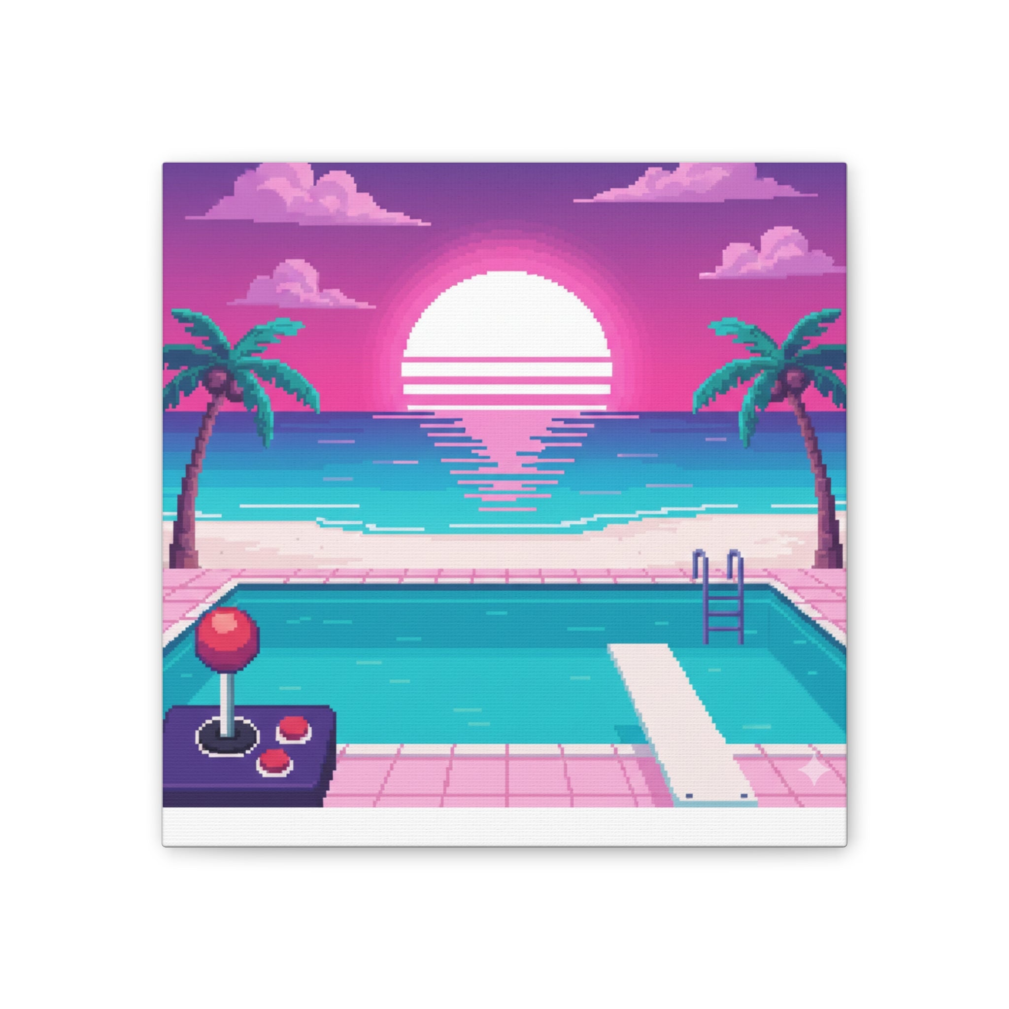 Retro Vaporwave Beach Canvas Print