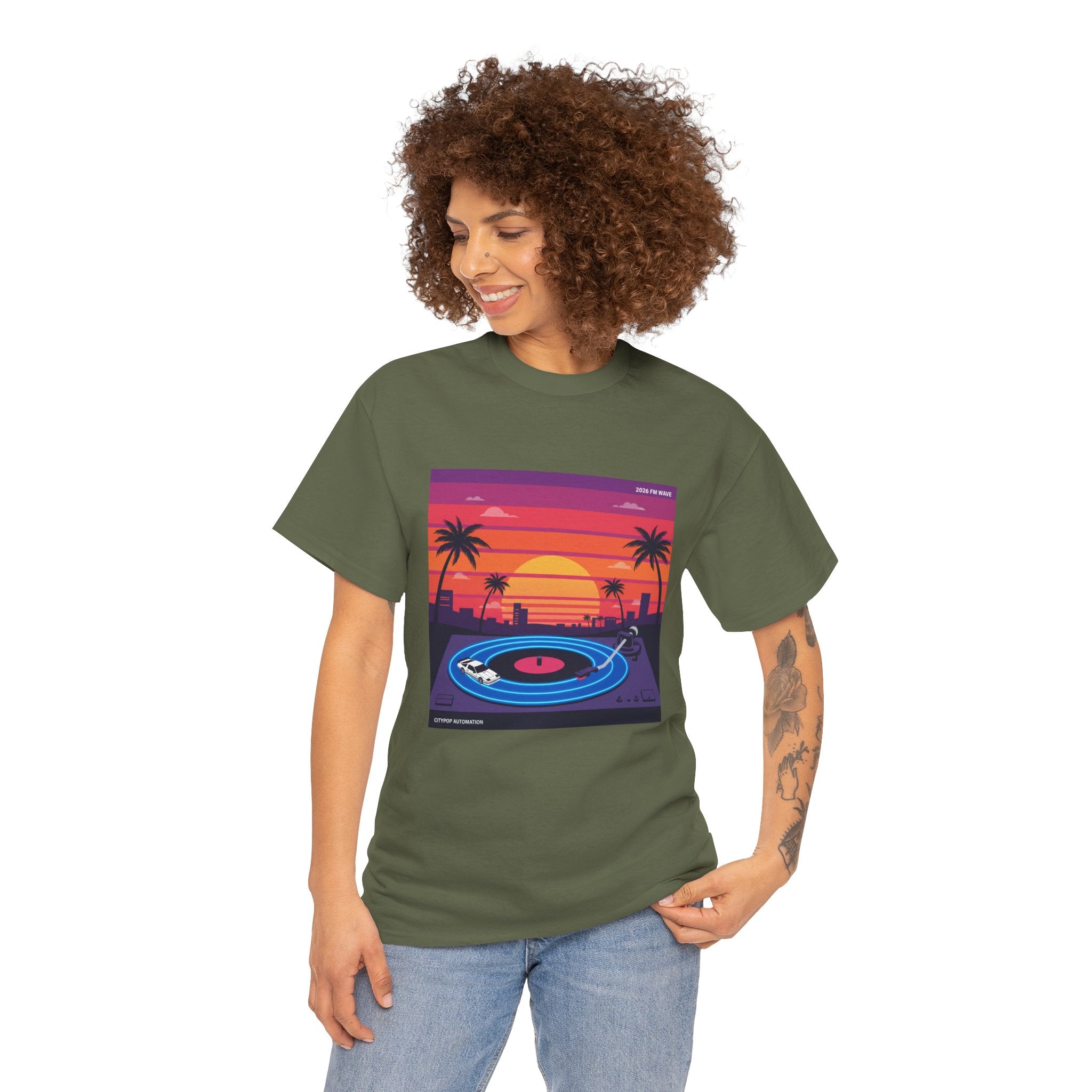 Sunset Vinyl Record T-Shirt — Retro Beachwave Music Tee