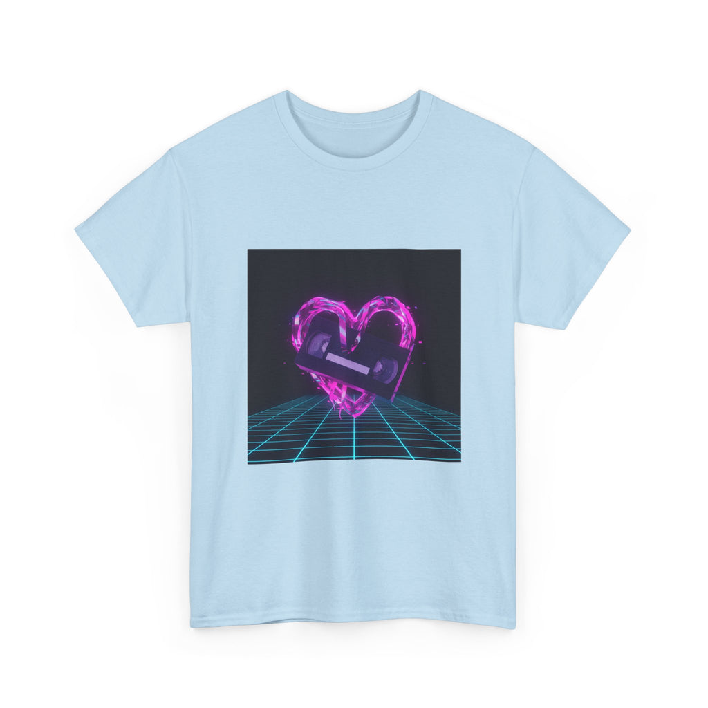 Retro Neon Heart Tee — Vaporwave Pink Heart with Bandage Graphic