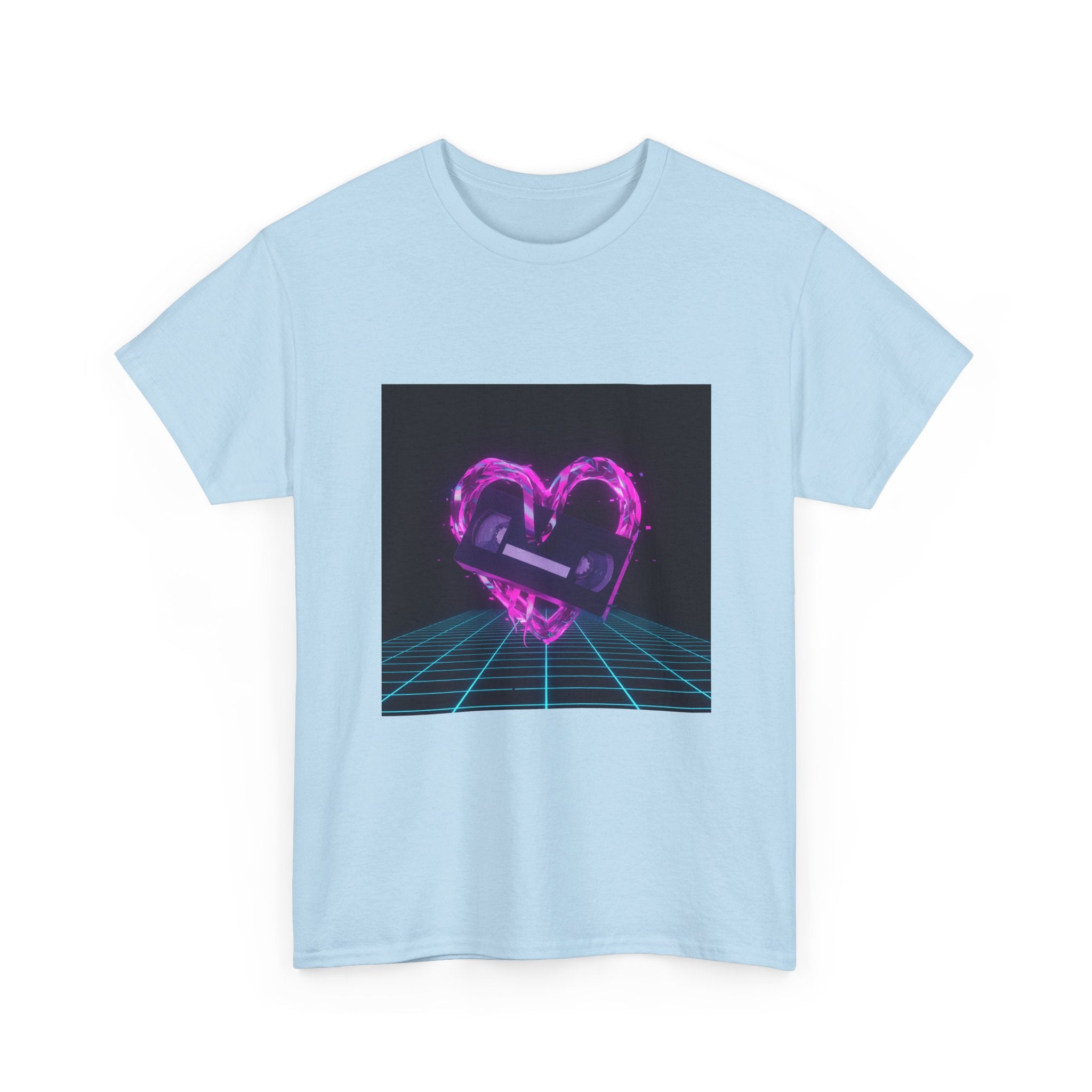 Retro Neon Heart Tee — Vaporwave Pink Heart with Bandage Graphic