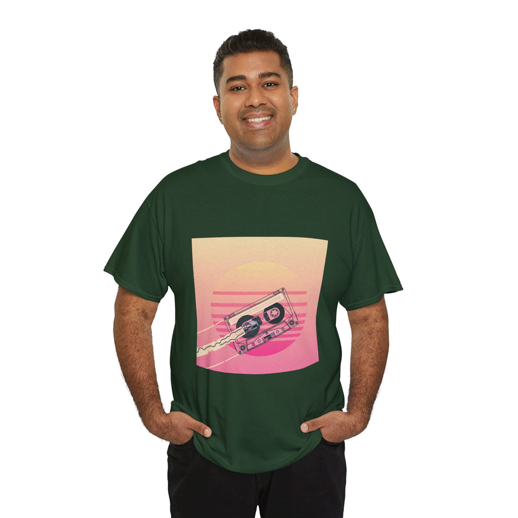 Cassette Sunset Tee — Retro Vaporwave Vintage Tape T-Shirt