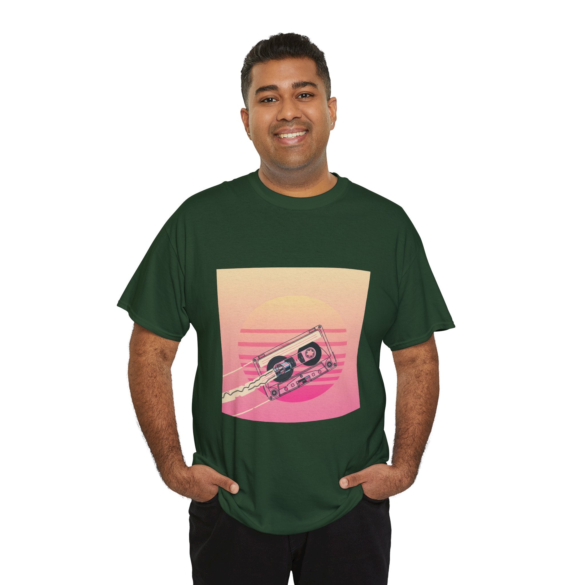Cassette Sunset Tee — Retro Vaporwave Vintage Tape T-Shirt
