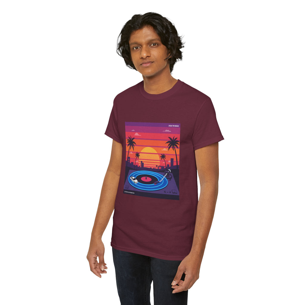 Sunset Vinyl Record T-Shirt — Retro Beachwave Music Tee