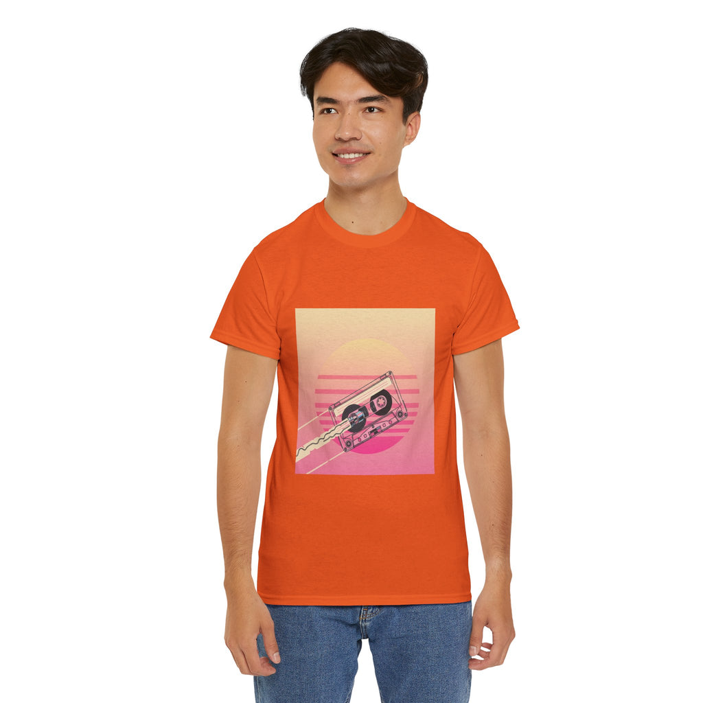 Cassette Sunset Tee — Retro Vaporwave Vintage Tape T-Shirt