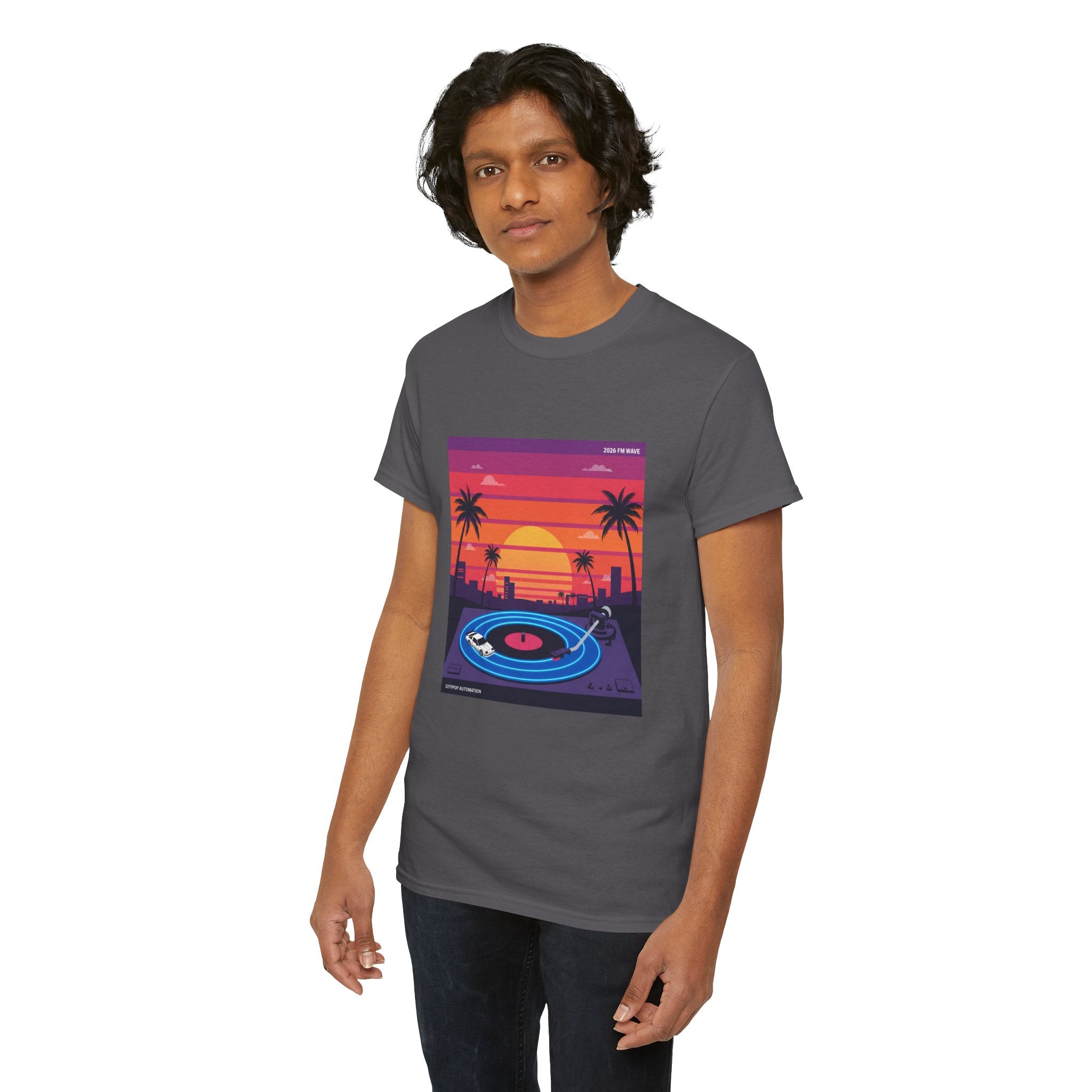 Sunset Vinyl Record T-Shirt — Retro Beachwave Music Tee