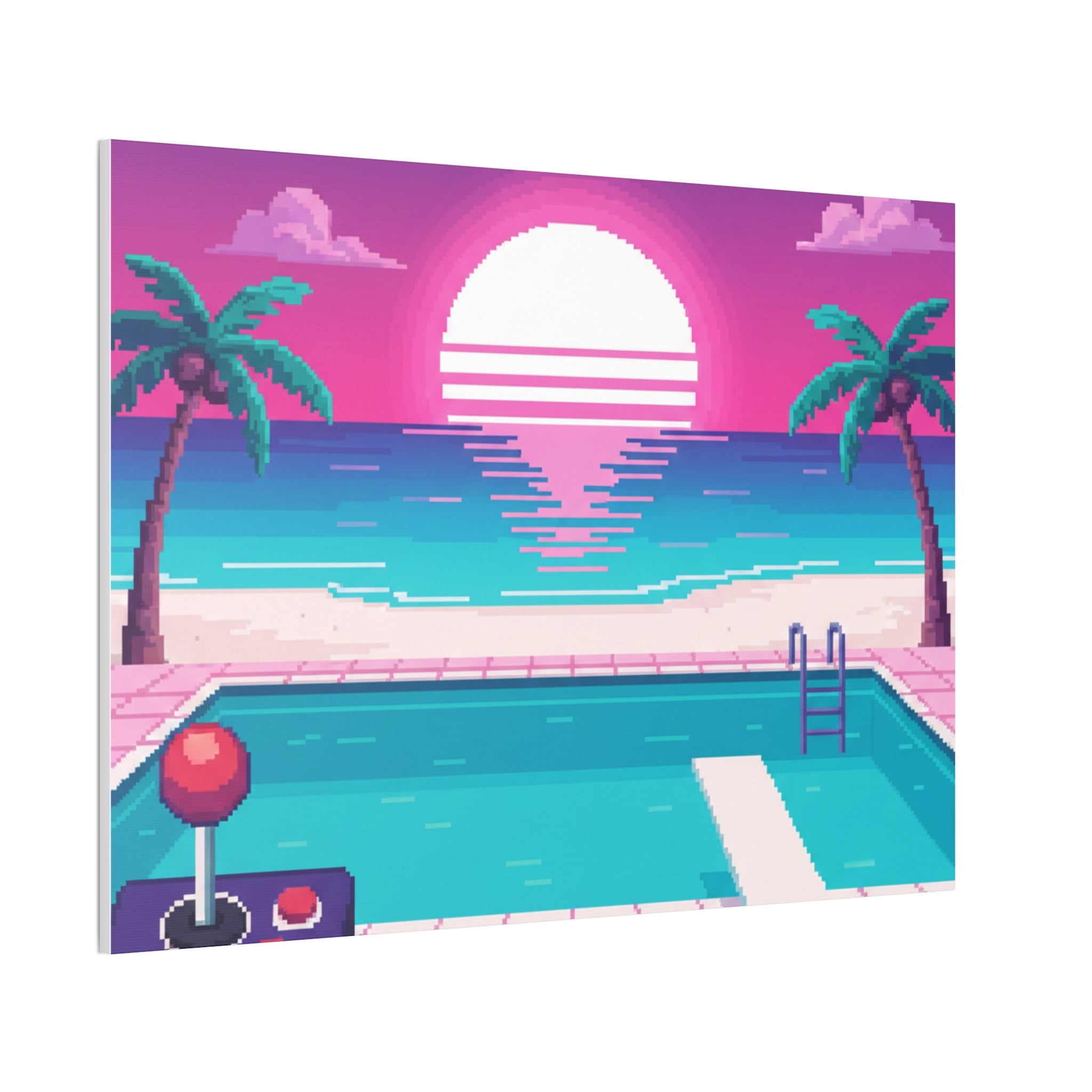 Retro Vaporwave Beach Canvas Print