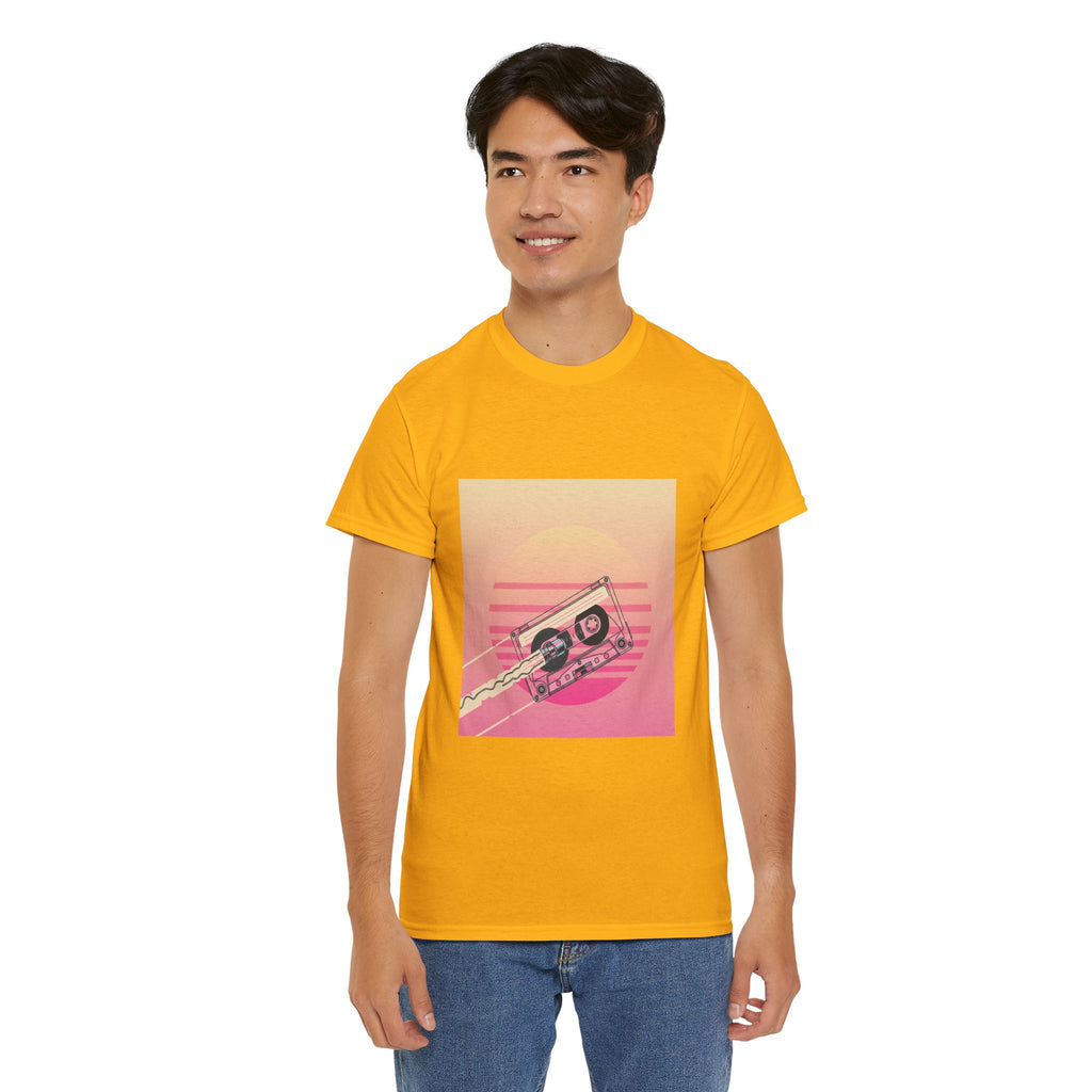 Cassette Sunset Tee — Retro Vaporwave Vintage Tape T-Shirt