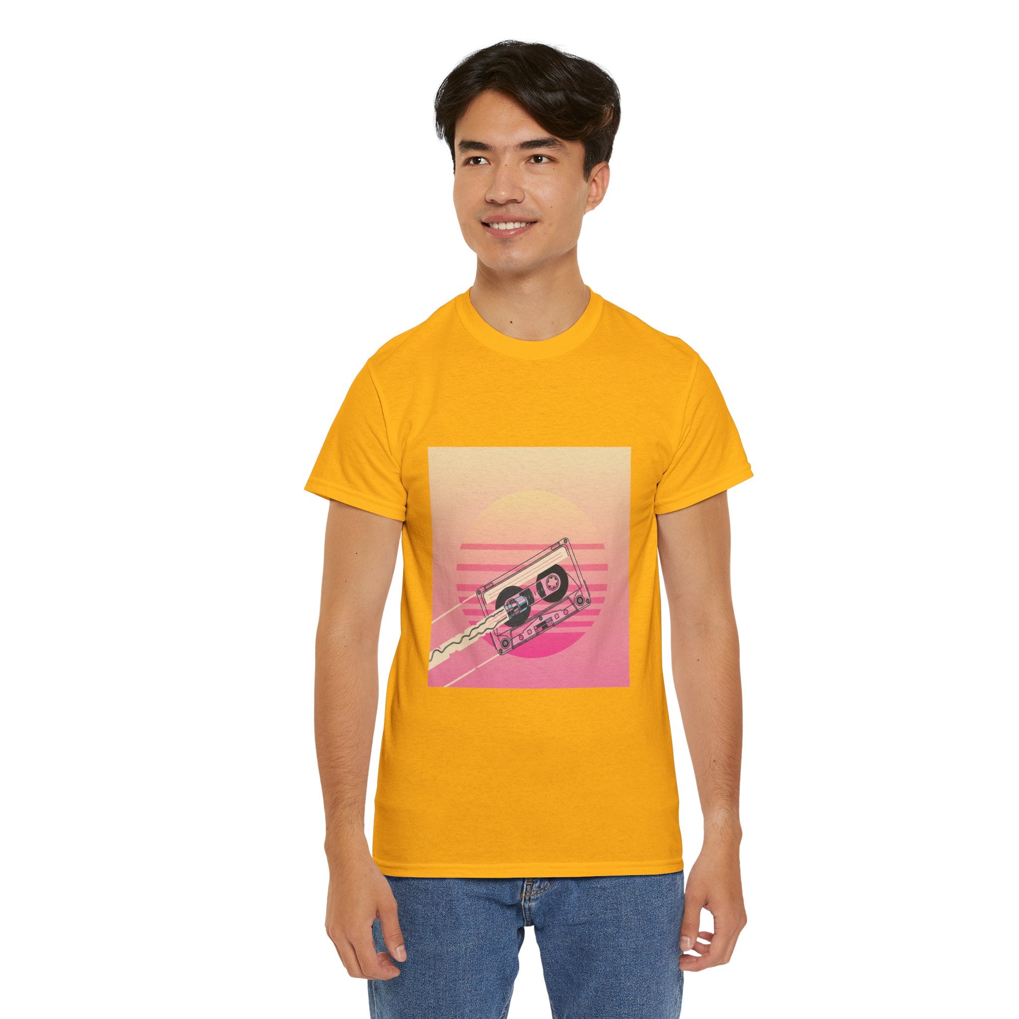 Cassette Sunset Tee — Retro Vaporwave Vintage Tape T-Shirt