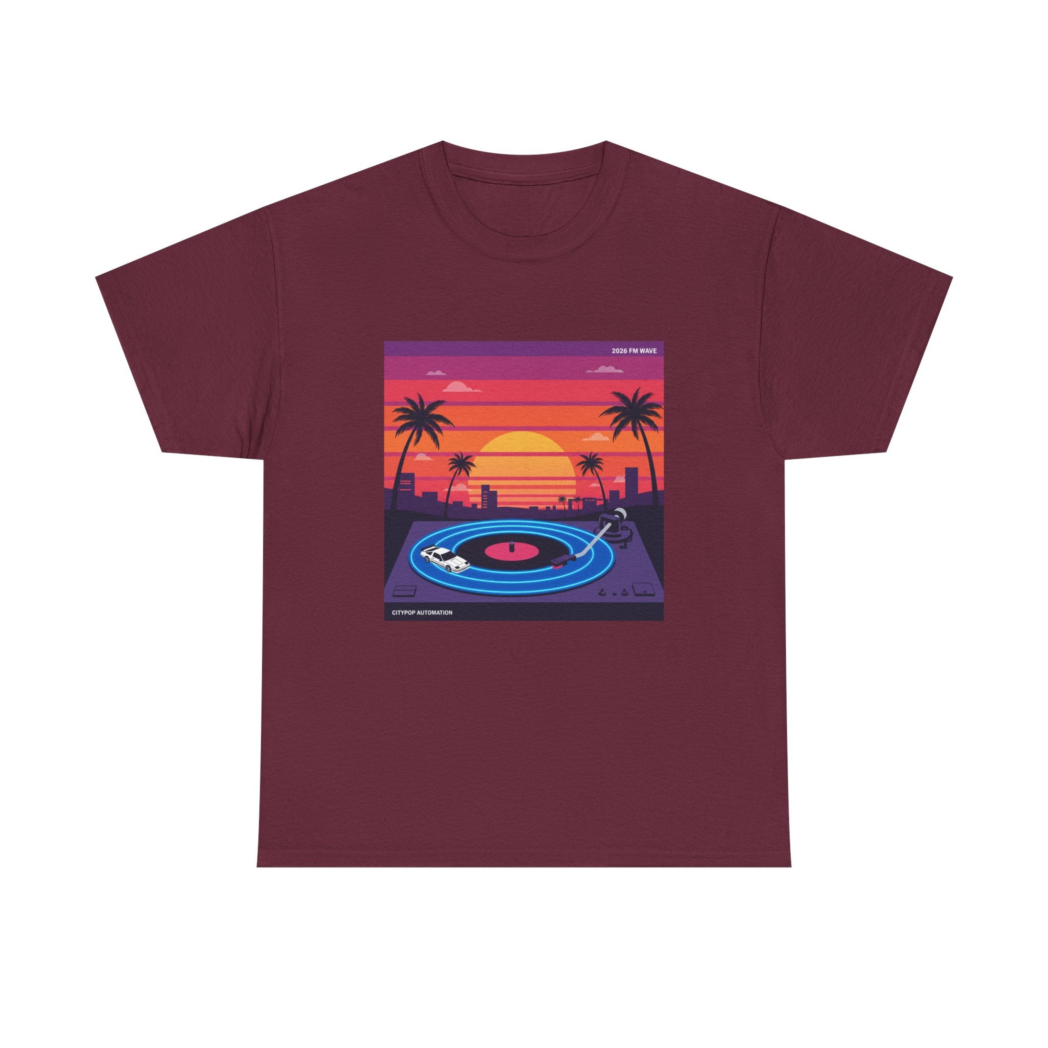 Sunset Vinyl Record T-Shirt — Retro Beachwave Music Tee