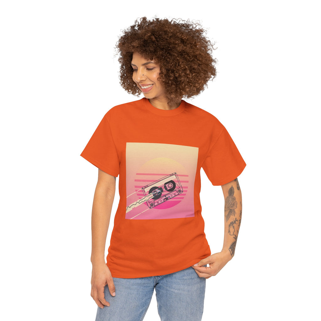 Cassette Sunset Tee — Retro Vaporwave Vintage Tape T-Shirt