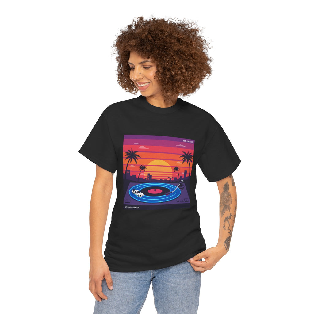 Sunset Vinyl Record T-Shirt — Retro Beachwave Music Tee