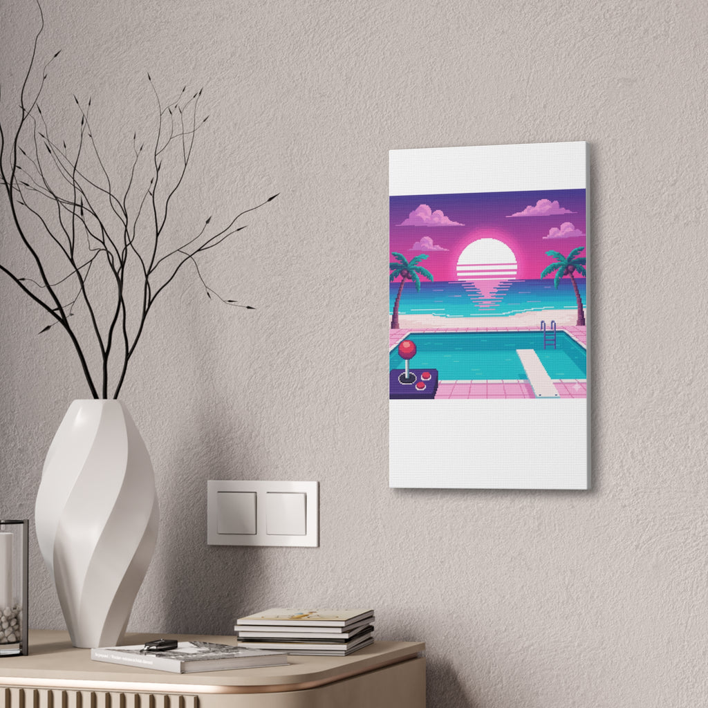 Retro Vaporwave Beach Canvas Print
