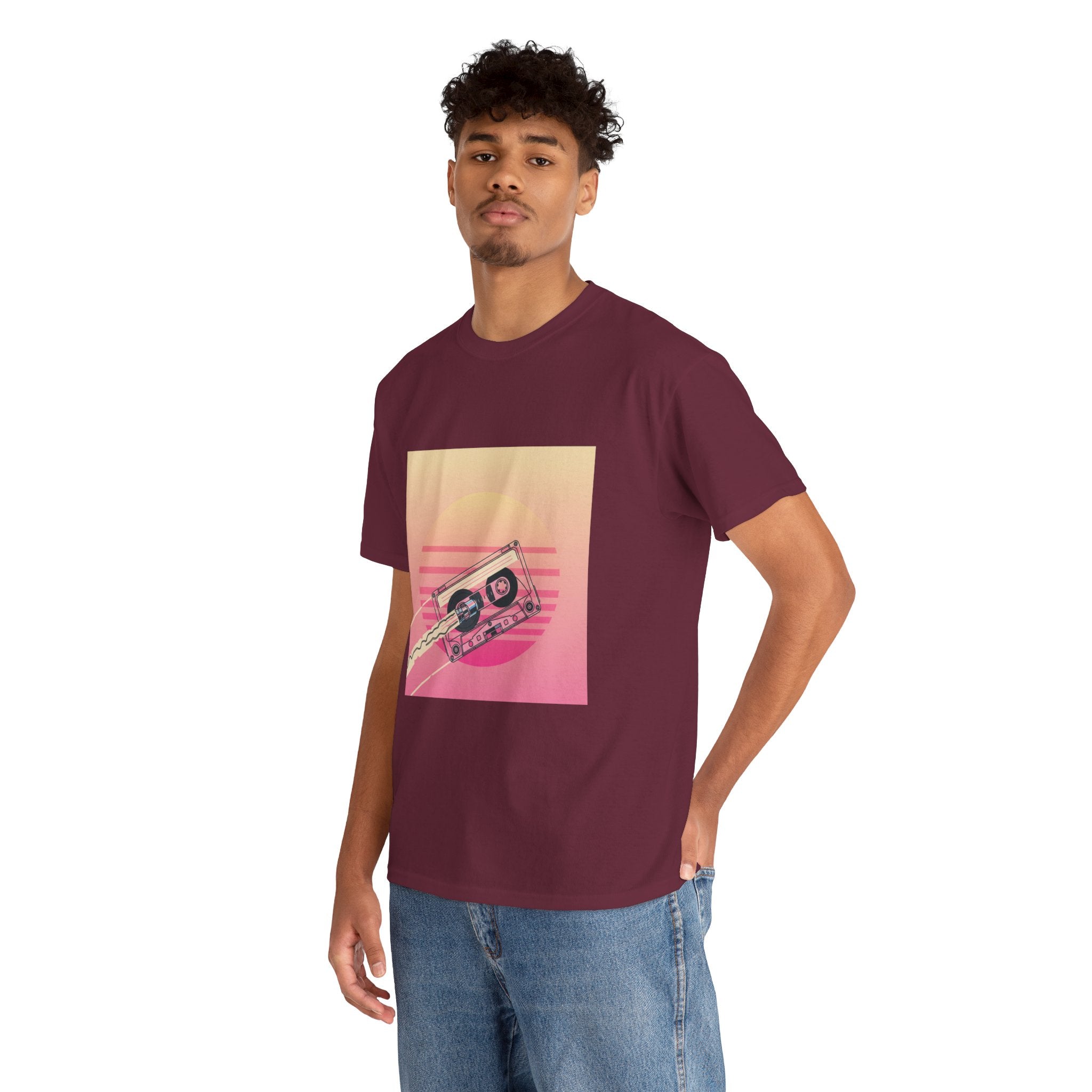 Cassette Sunset Tee — Retro Vaporwave Vintage Tape T-Shirt