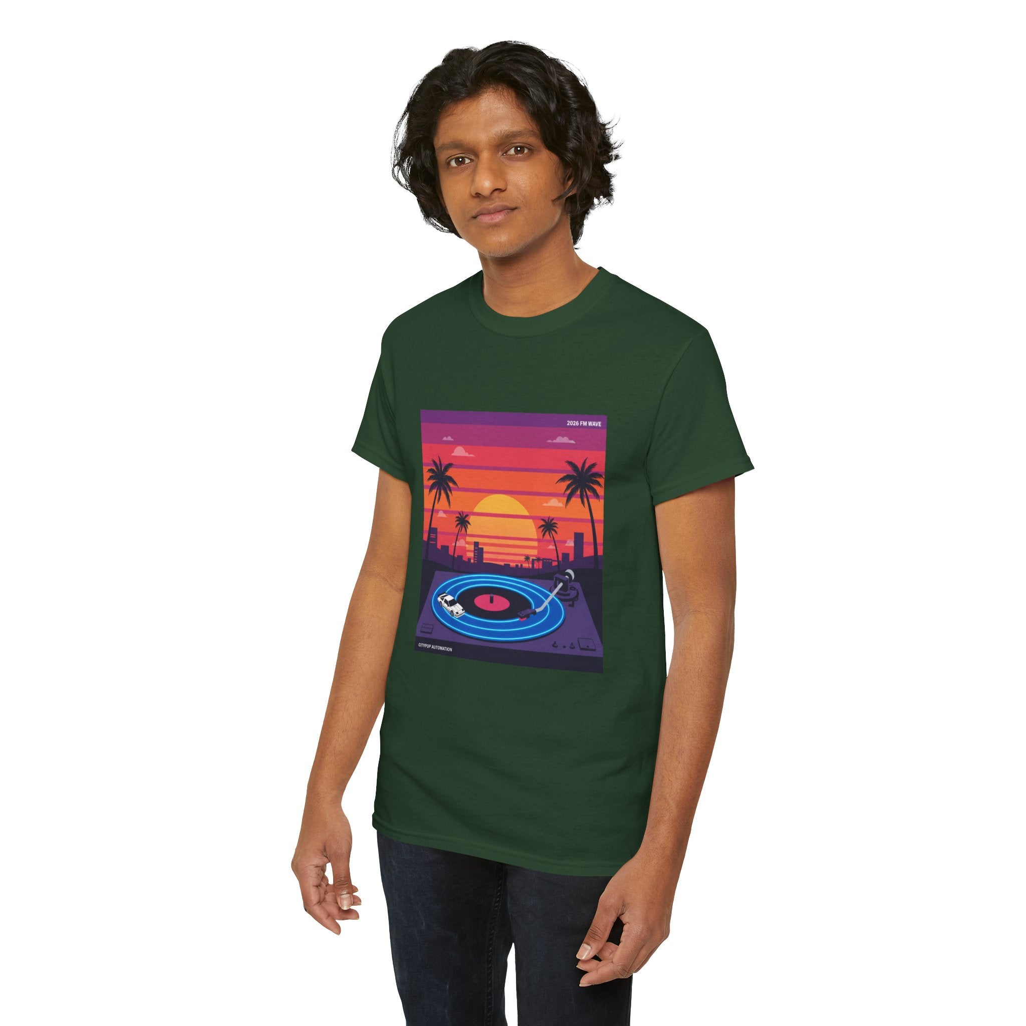 Sunset Vinyl Record T-Shirt — Retro Beachwave Music Tee