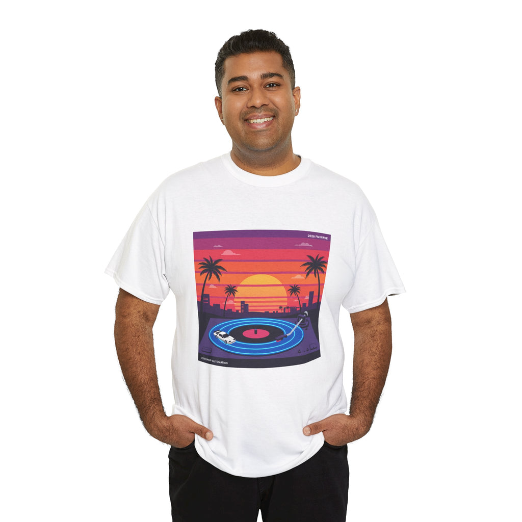 Sunset Vinyl Record T-Shirt — Retro Beachwave Music Tee