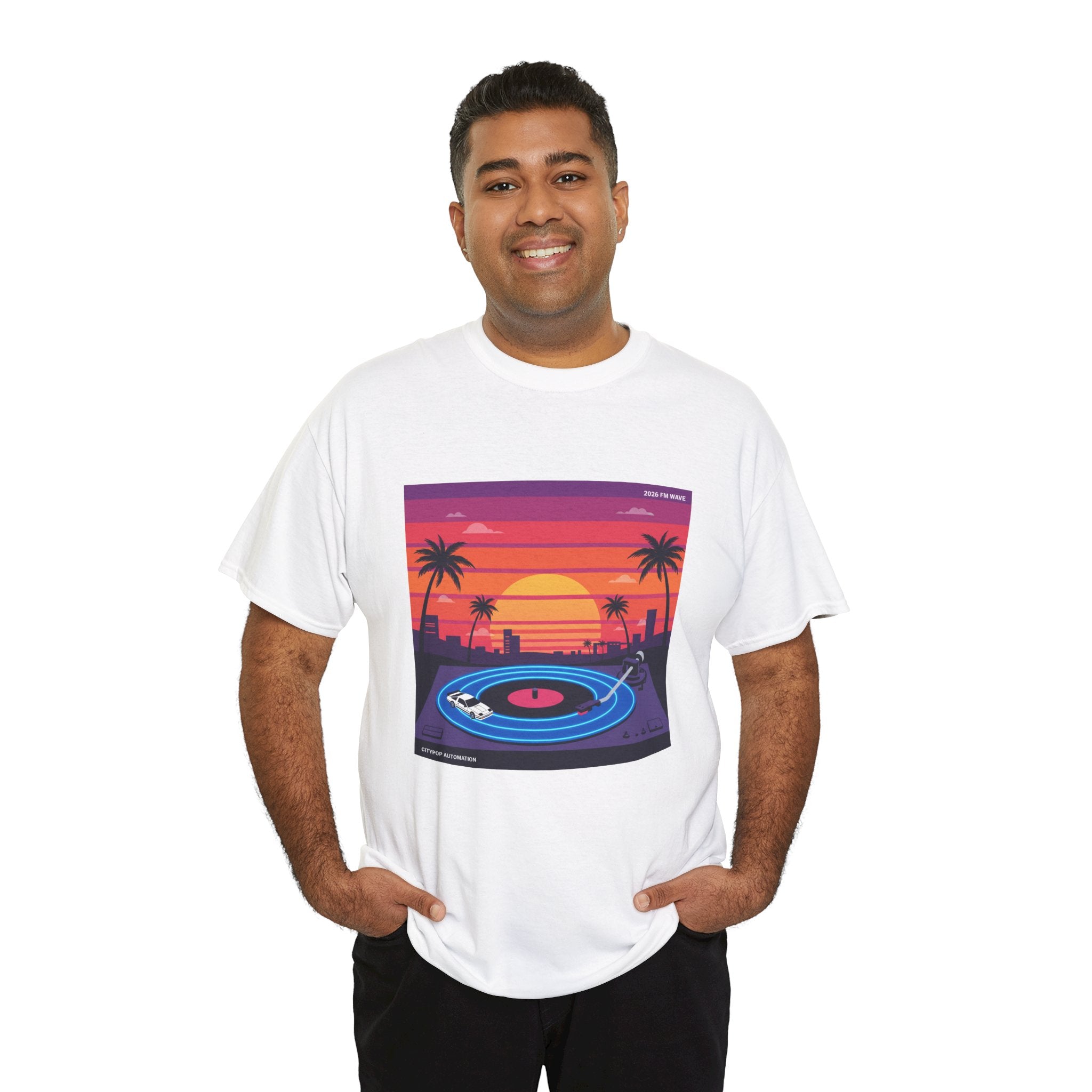 Sunset Vinyl Record T-Shirt — Retro Beachwave Music Tee