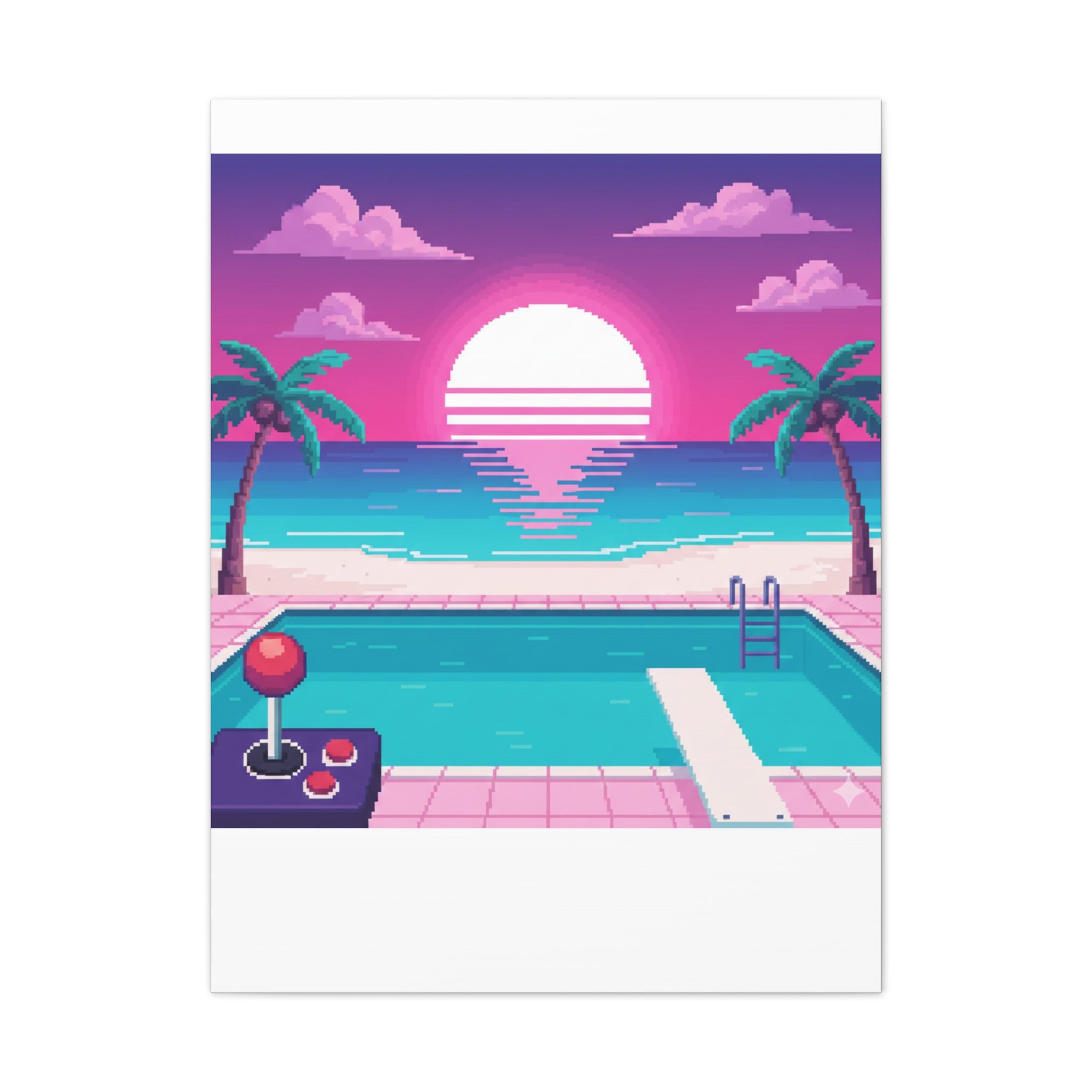 Retro Vaporwave Beach Canvas Print