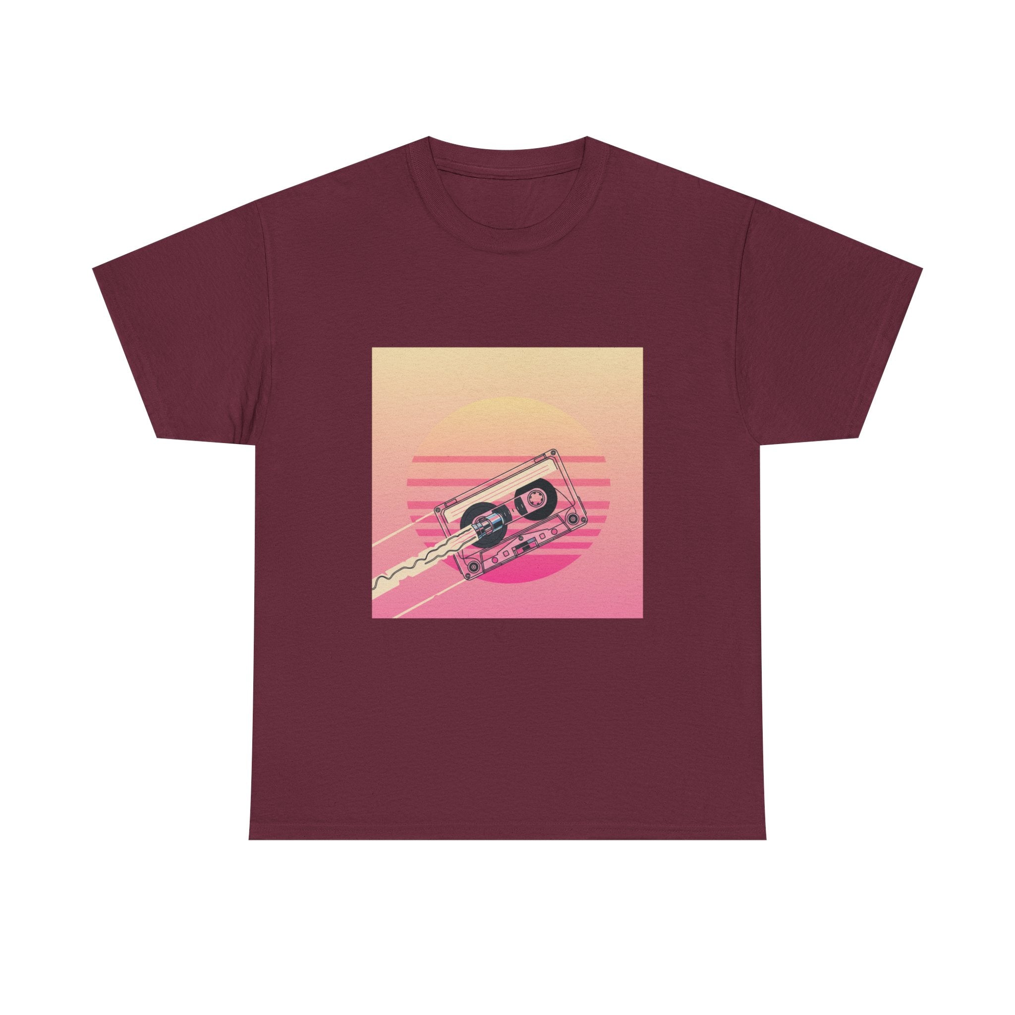 Cassette Sunset Tee — Retro Vaporwave Vintage Tape T-Shirt