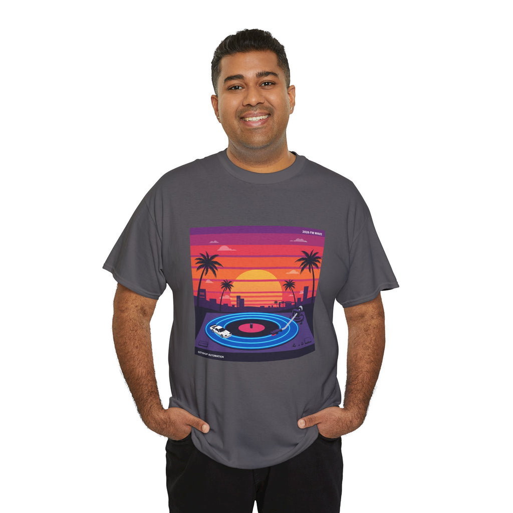 Sunset Vinyl Record T-Shirt — Retro Beachwave Music Tee