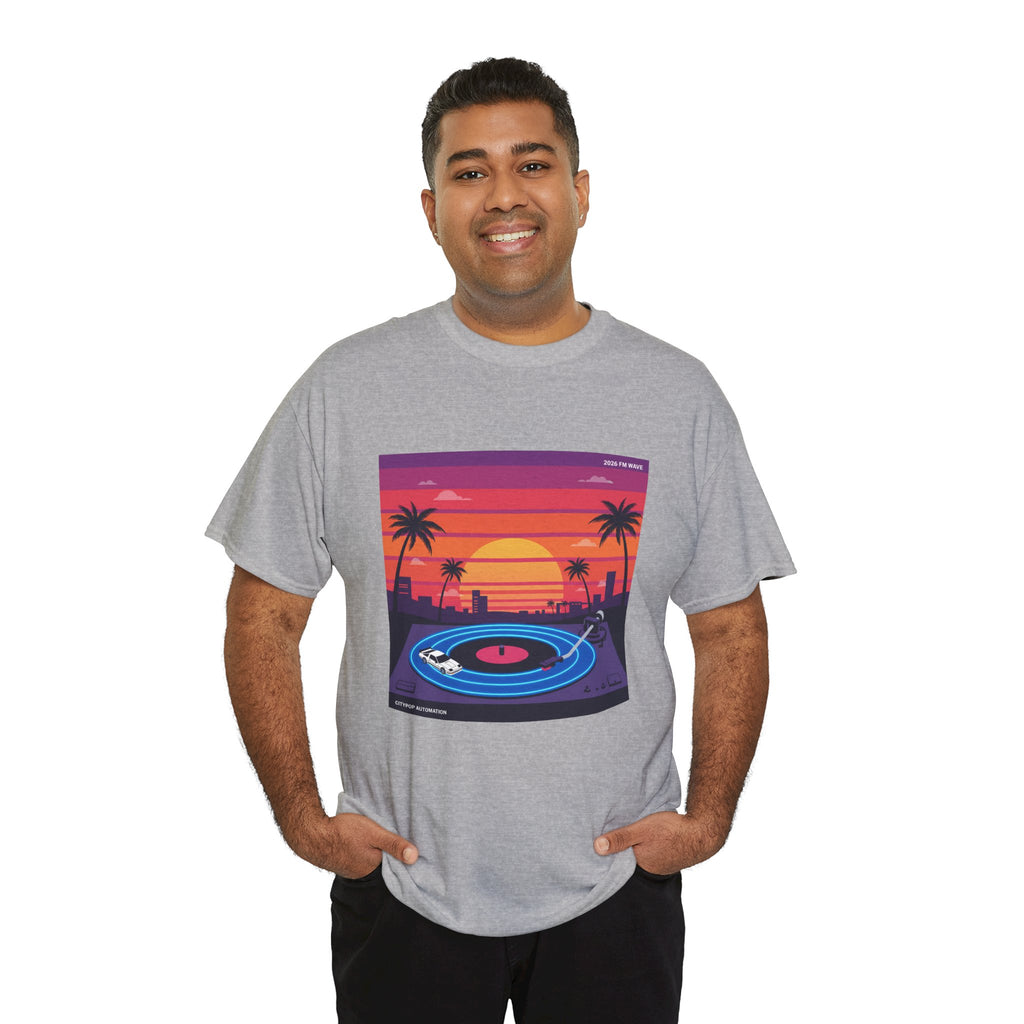 Sunset Vinyl Record T-Shirt — Retro Beachwave Music Tee