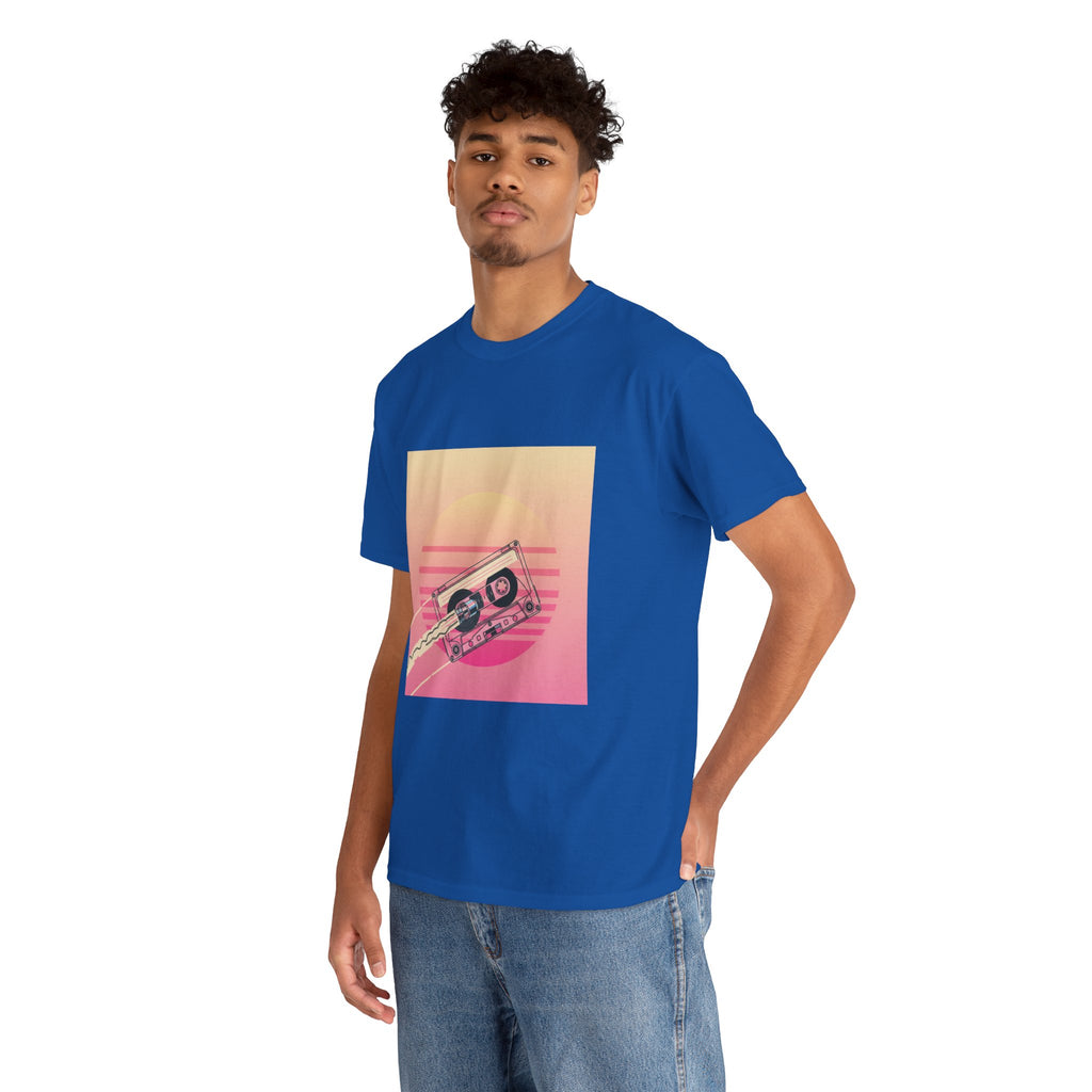 Cassette Sunset Tee — Retro Vaporwave Vintage Tape T-Shirt