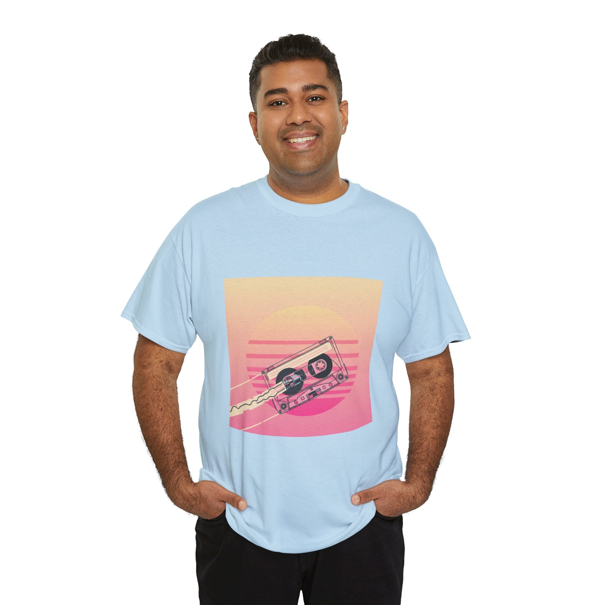 Cassette Sunset Tee — Retro Vaporwave Vintage Tape T-Shirt