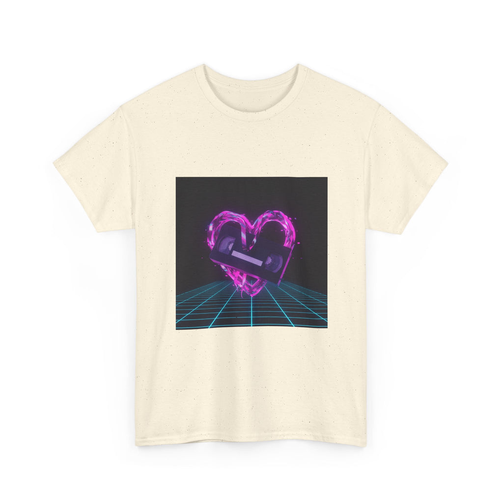 Retro Neon Heart Tee — Vaporwave Pink Heart with Bandage Graphic