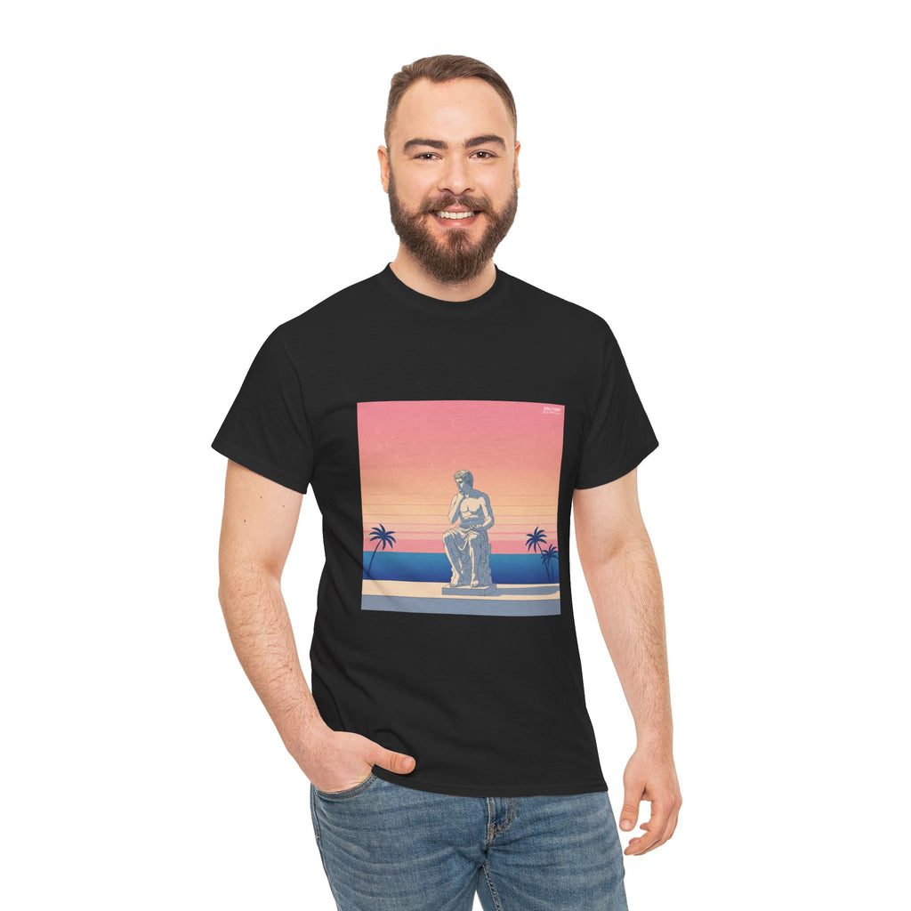 Statue Sunset Tee — Retro Palm Beach Vintage Graphic T-Shirt