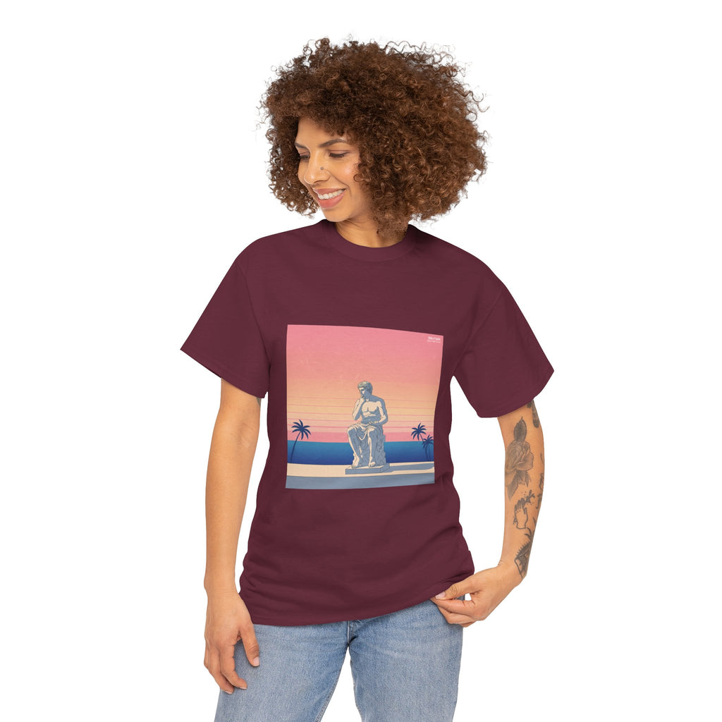 Statue Sunset Tee — Retro Palm Beach Vintage Graphic T-Shirt